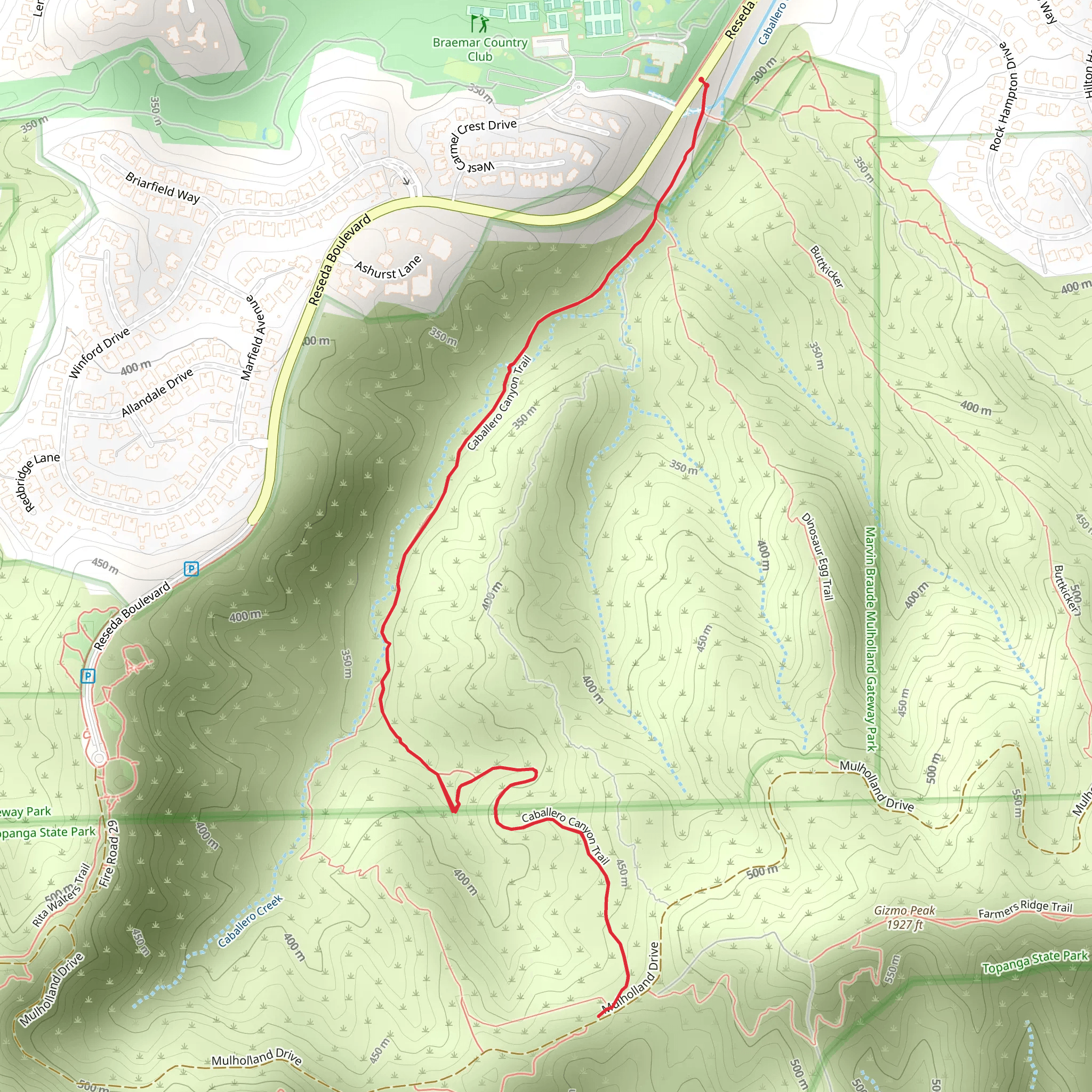 Caballero Canyon Trail mobile static map