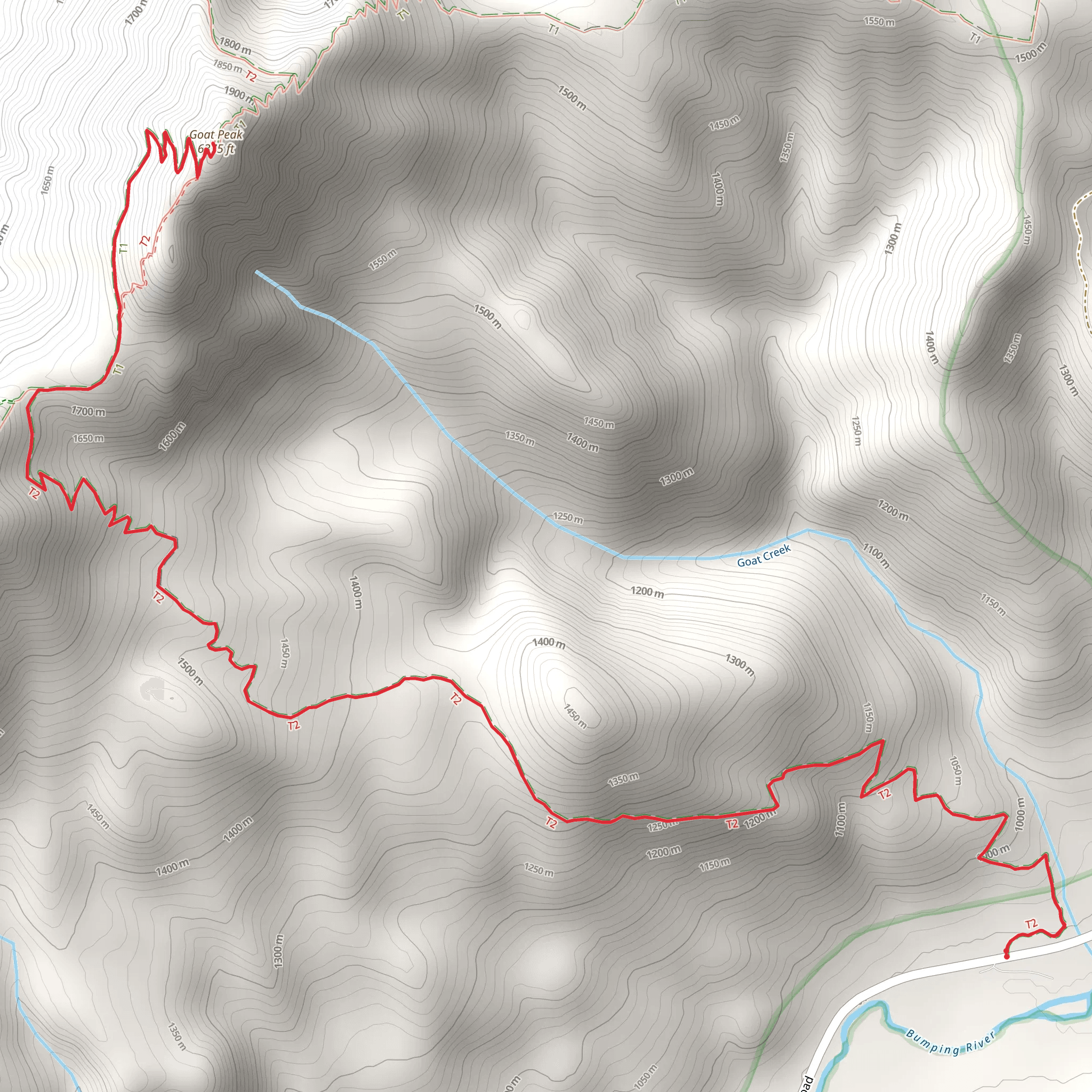 Goat Peak via Goat Creek Trail mobile static map