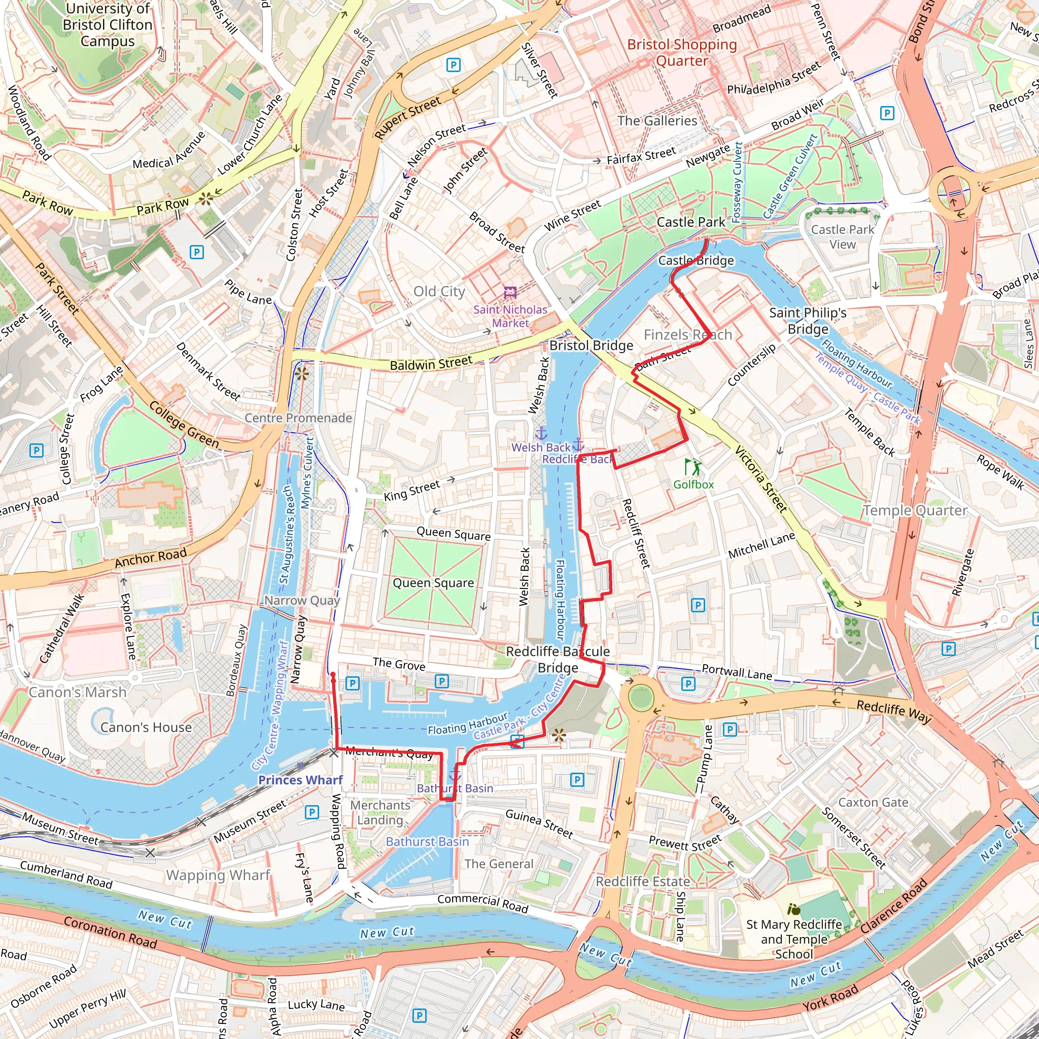 Castle Bridge and Castle Park Walk mobile static map