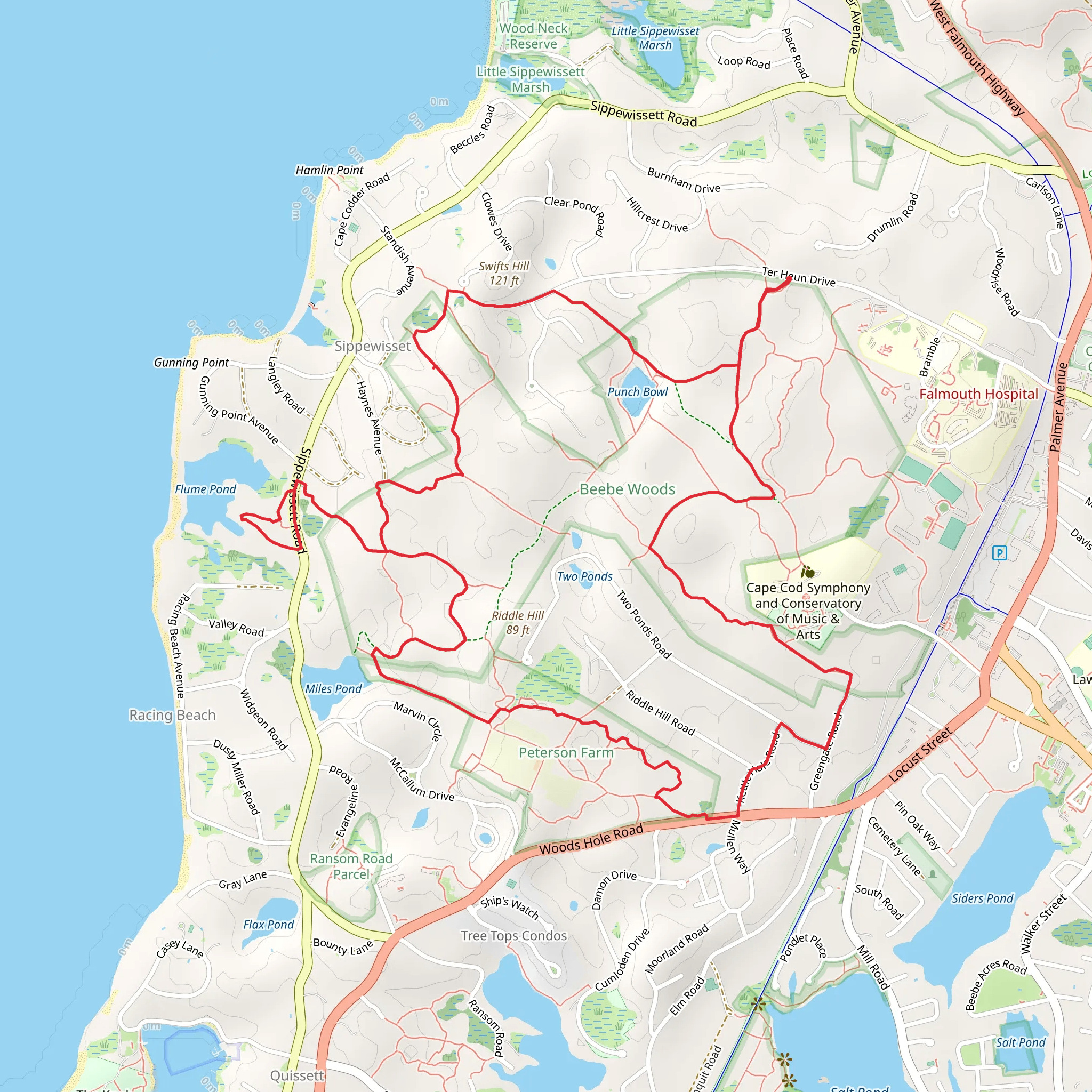 Punch Bowl, Flume Pond and The Cape Cod Way Loop Trail mobile static map