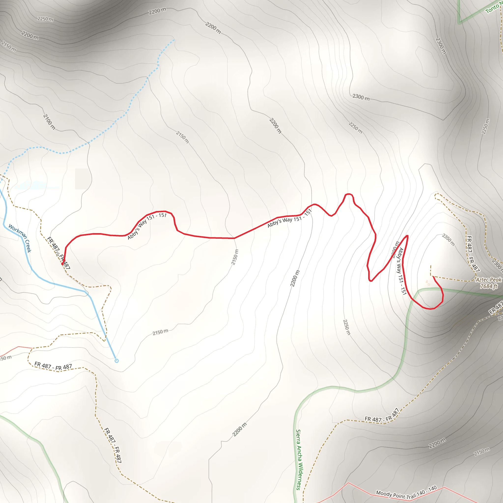 Abby's Way Trail to Aztec Peak Lookout Tower mobile static map