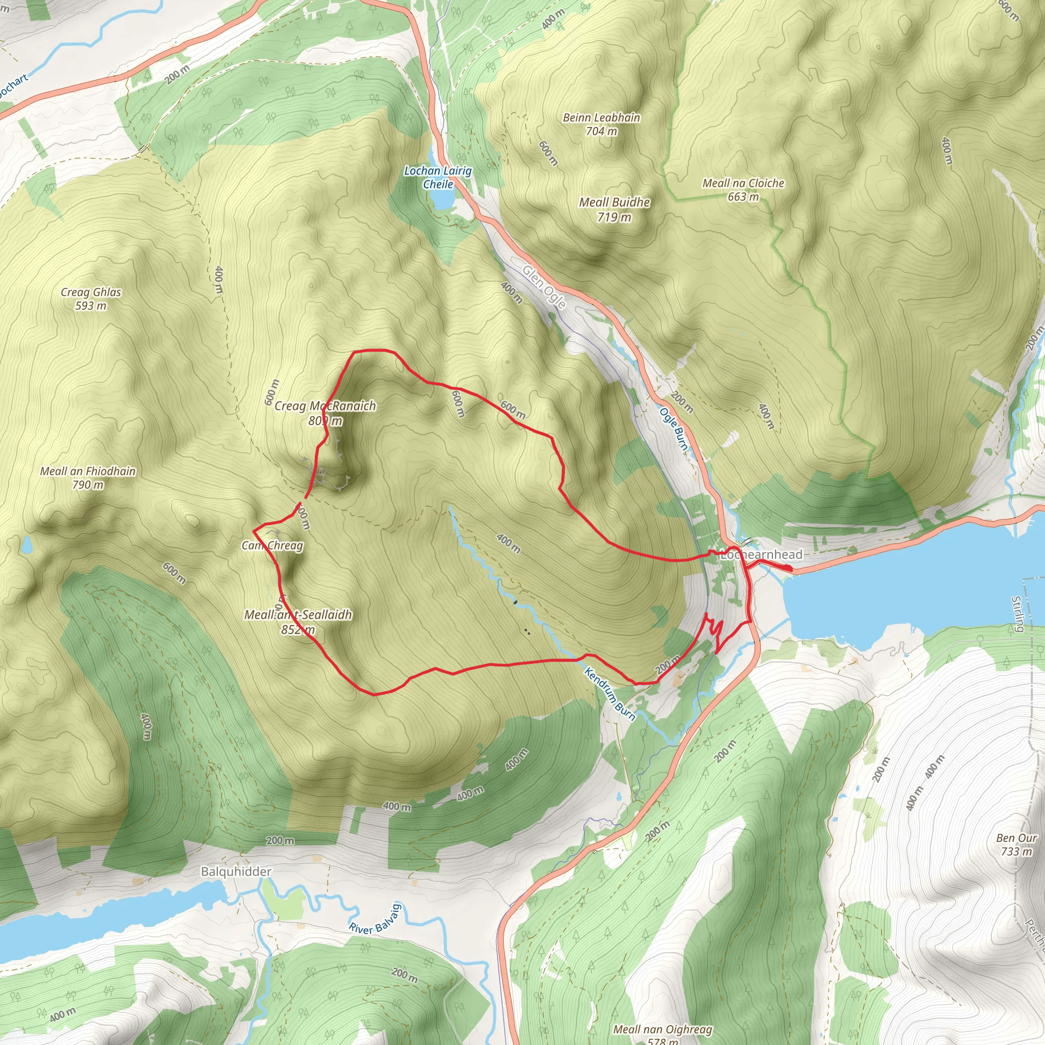 Twa Corbetts Loop from Lochearnhead mobile static map