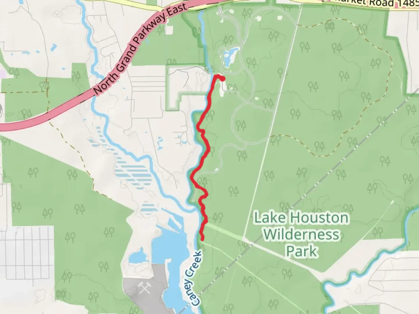 An image depicting the trail Caney Creek and its surrounding area.