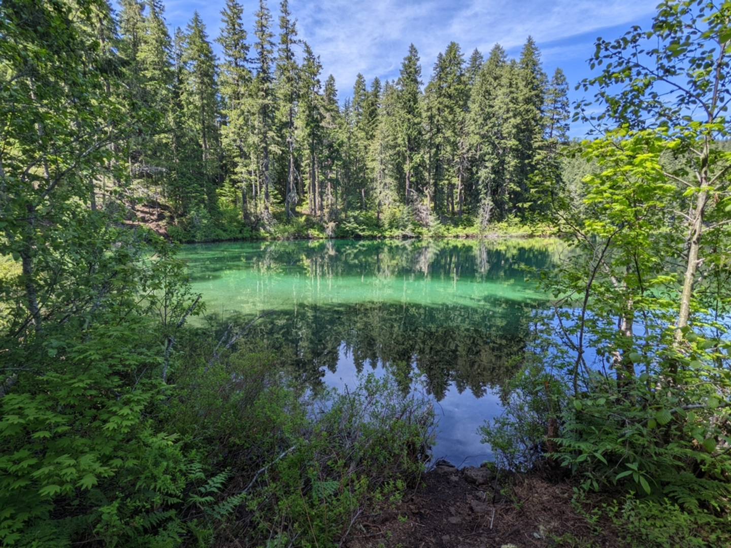 An image depicting the trail Clear Lake via Blue Box Trail and its surrounding area.