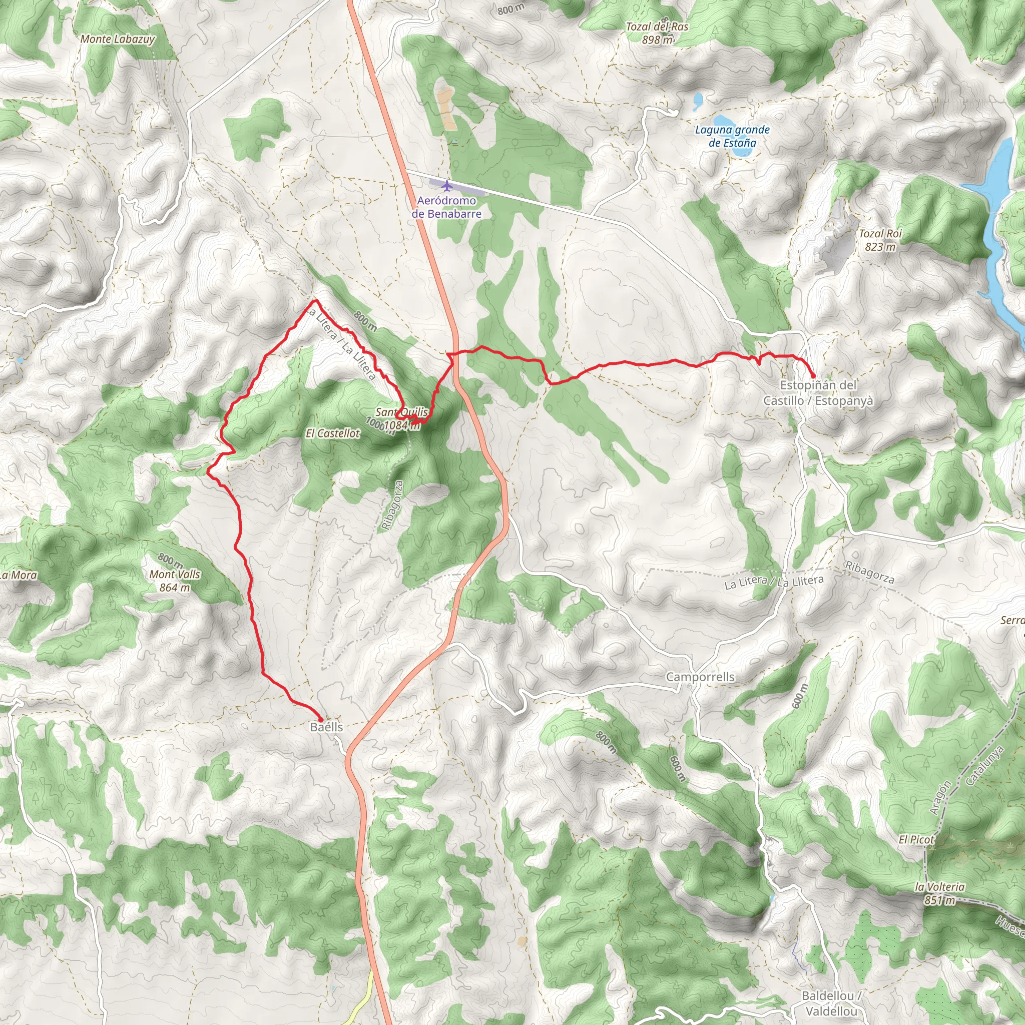 Baells - Estopiñán del Castillo PR HU 113 mobile static map