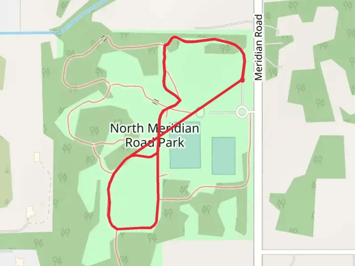 An image depicting the trail North Meridian Road Park Loop and its surrounding area.