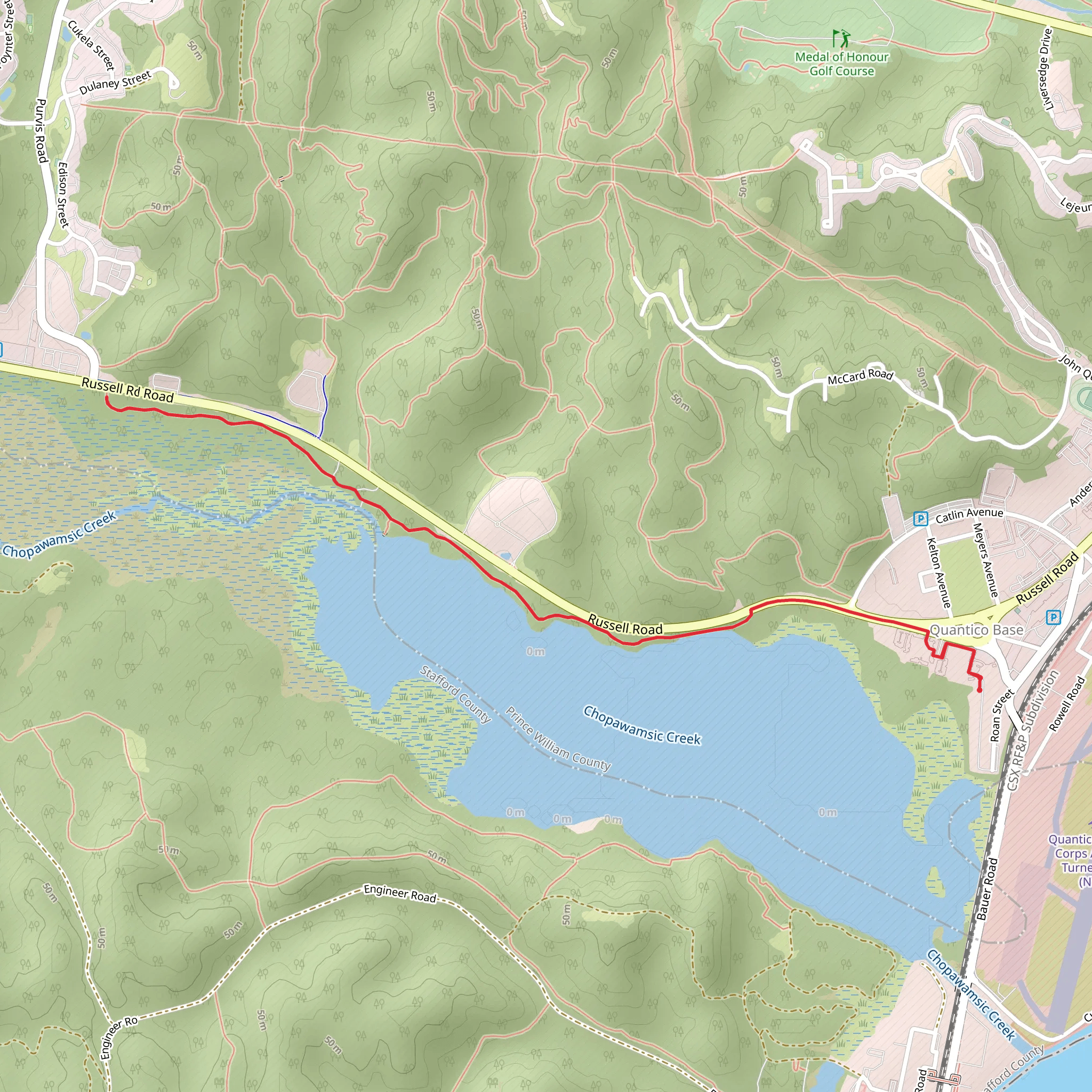 Chopawamsic Creek Out and Back mobile static map