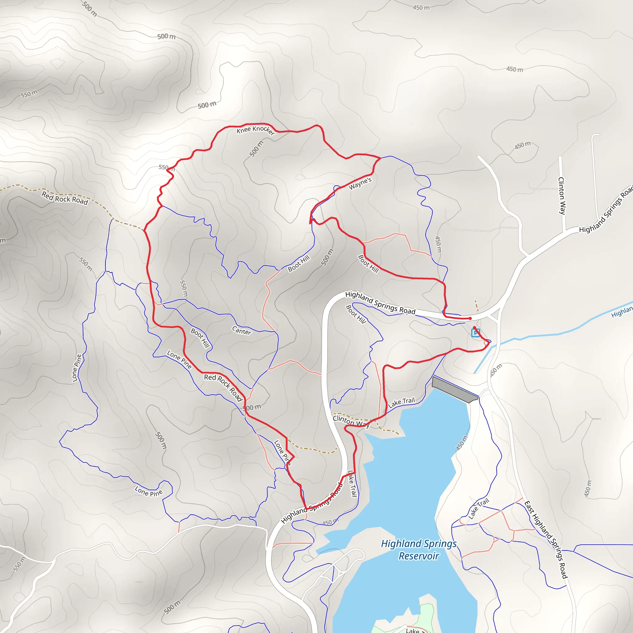 Boot Hill, Knee Knocker and Clinton Way Loop mobile static map