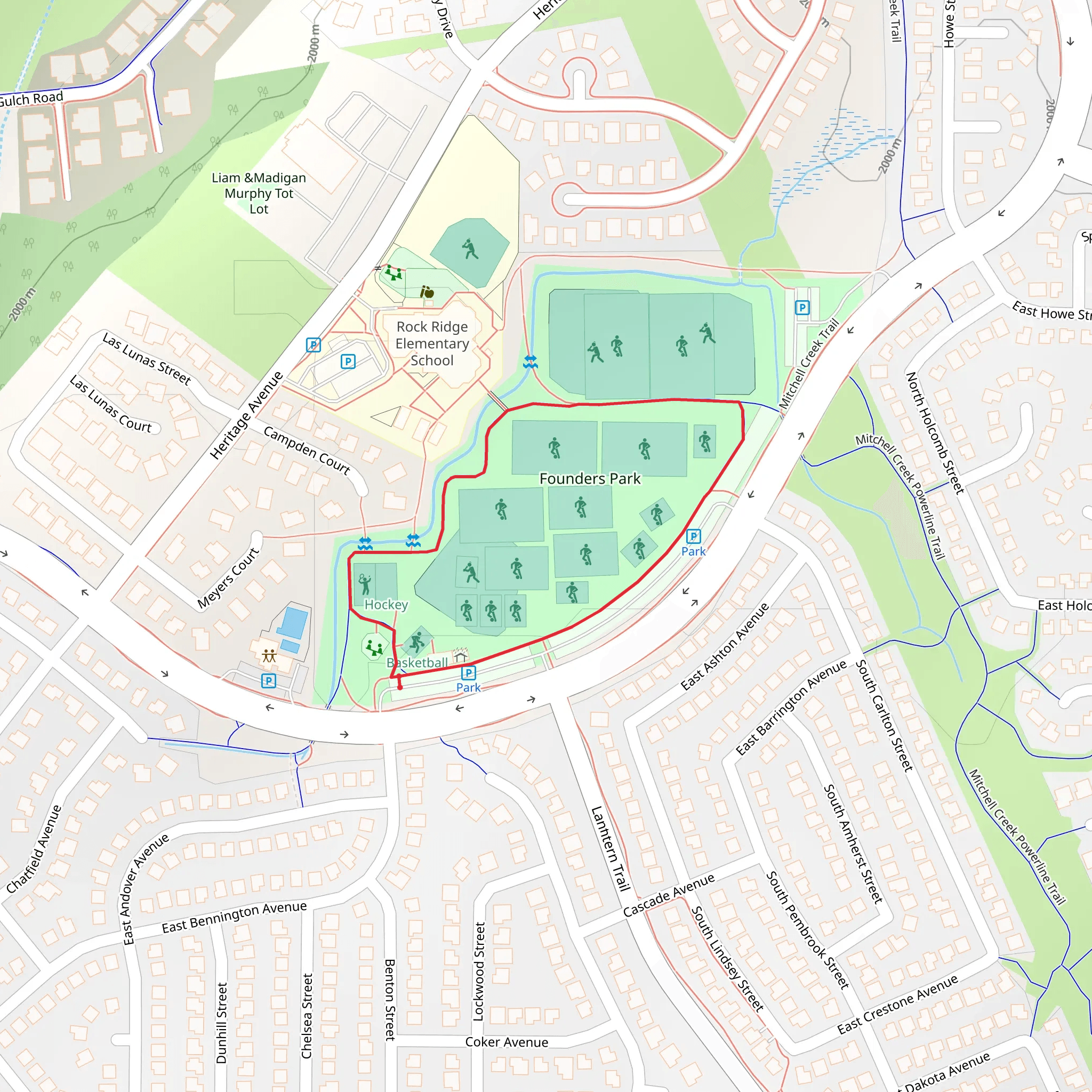 Founders Park Loop mobile static map
