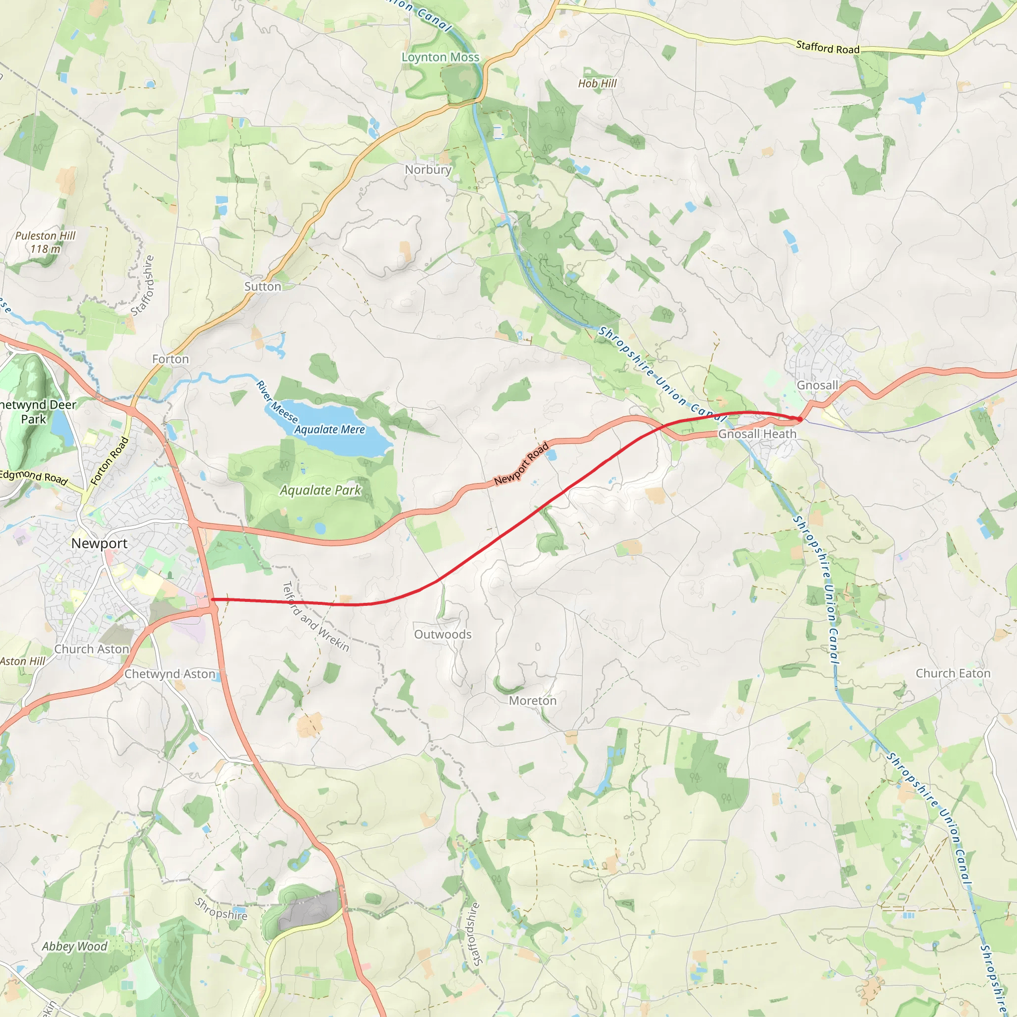 The way of Millenium from Gnosall Heath mobile static map