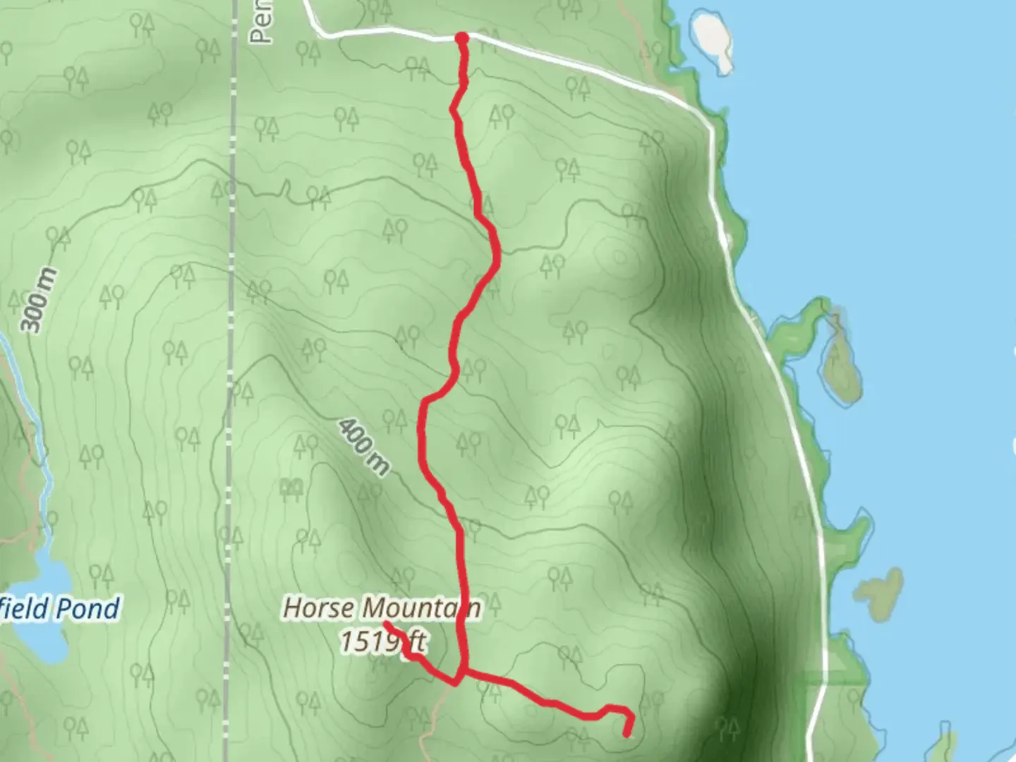 An image depicting the trail Horse Mountain and its surrounding area.
