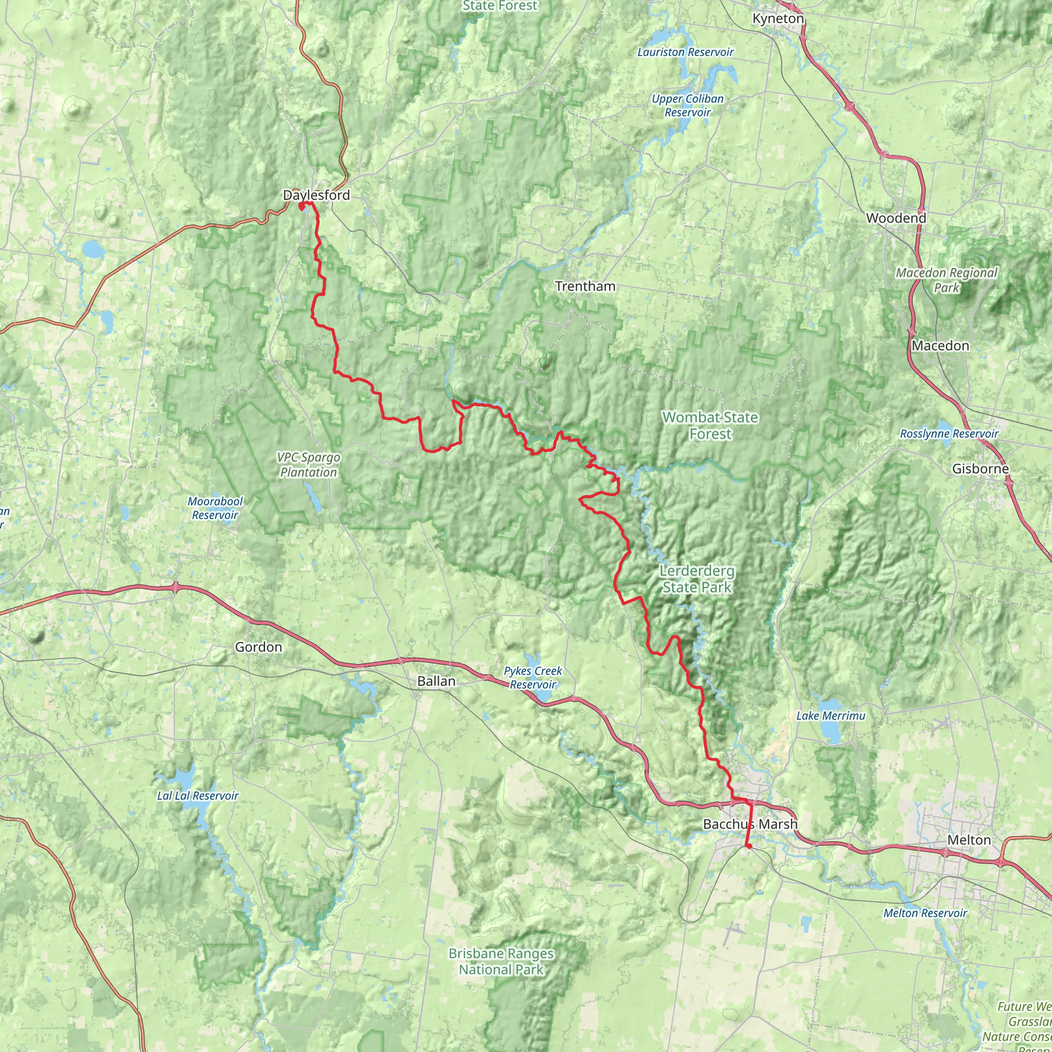 Great Dividing Trail - Lerderderg Track mobile static map