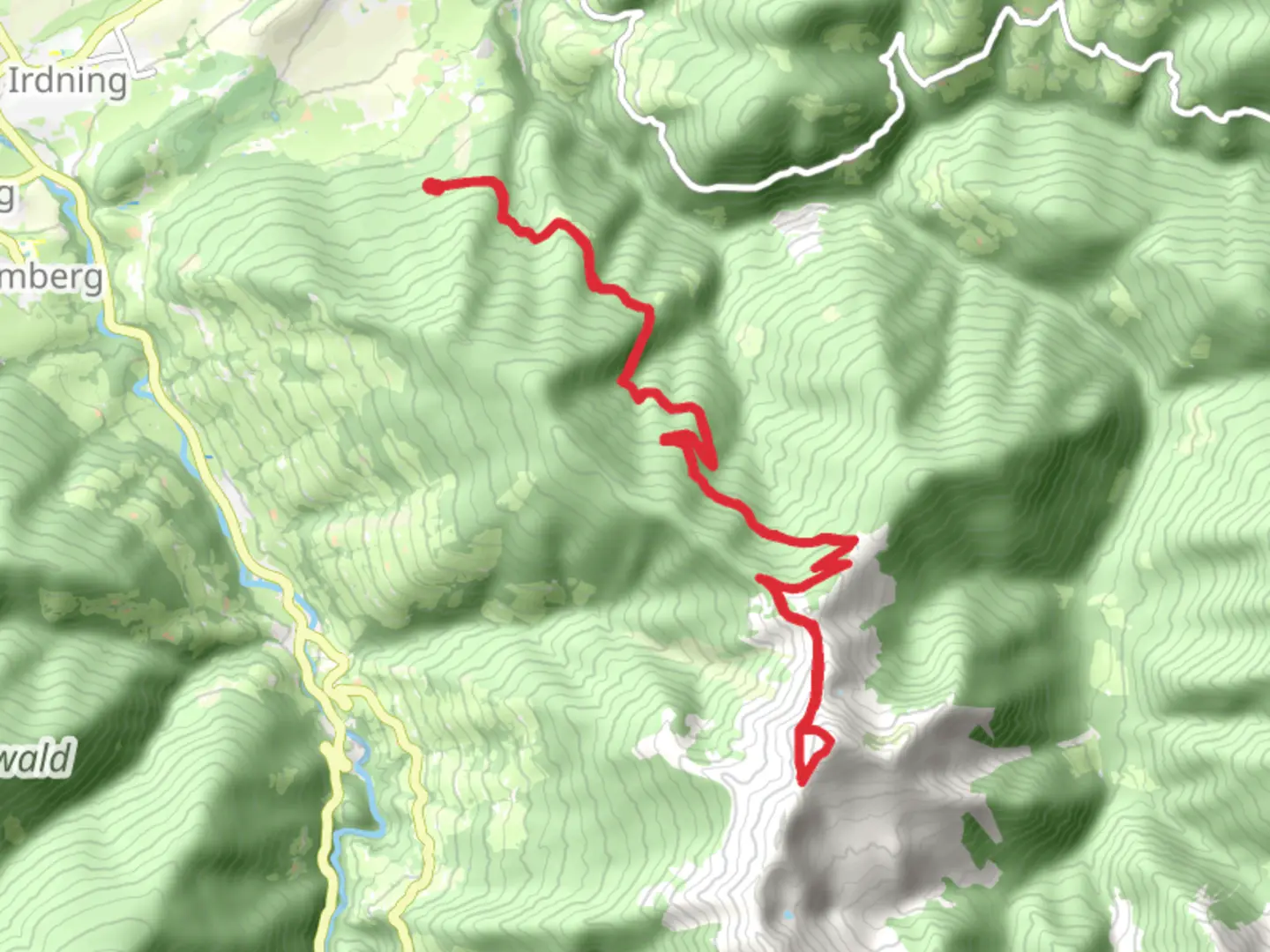 An image depicting the trail Mölbegg Way from Aigen and its surrounding area.