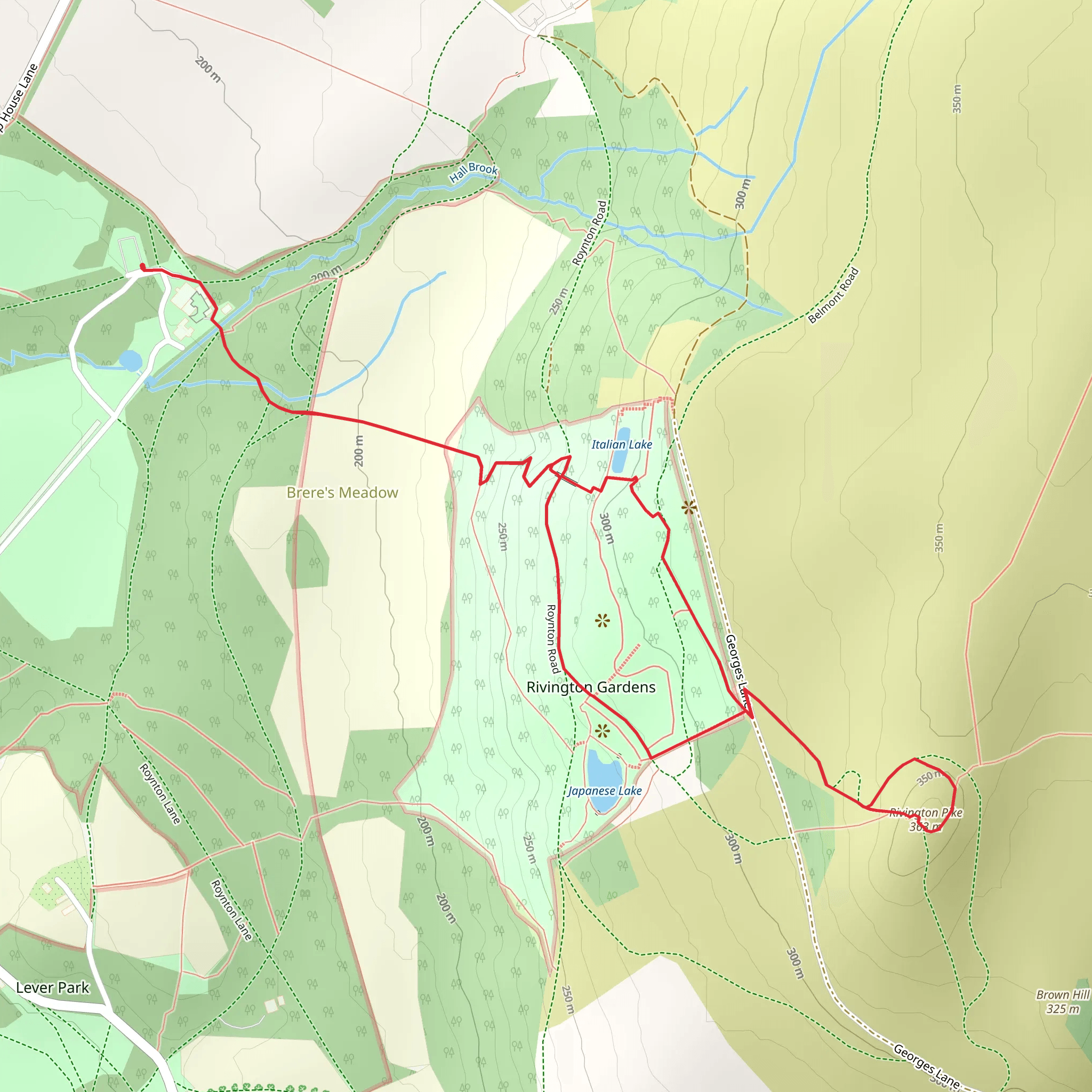 Rivington Pike and Gardens Loop mobile static map