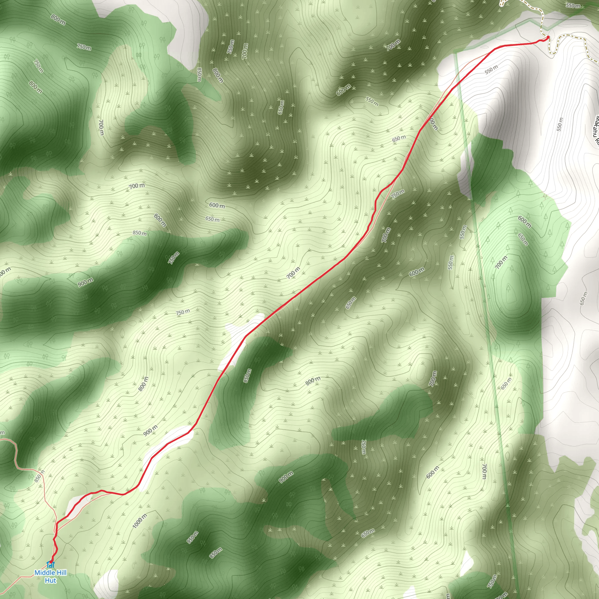 Makahu Road to Middle Hill Hut mobile static map