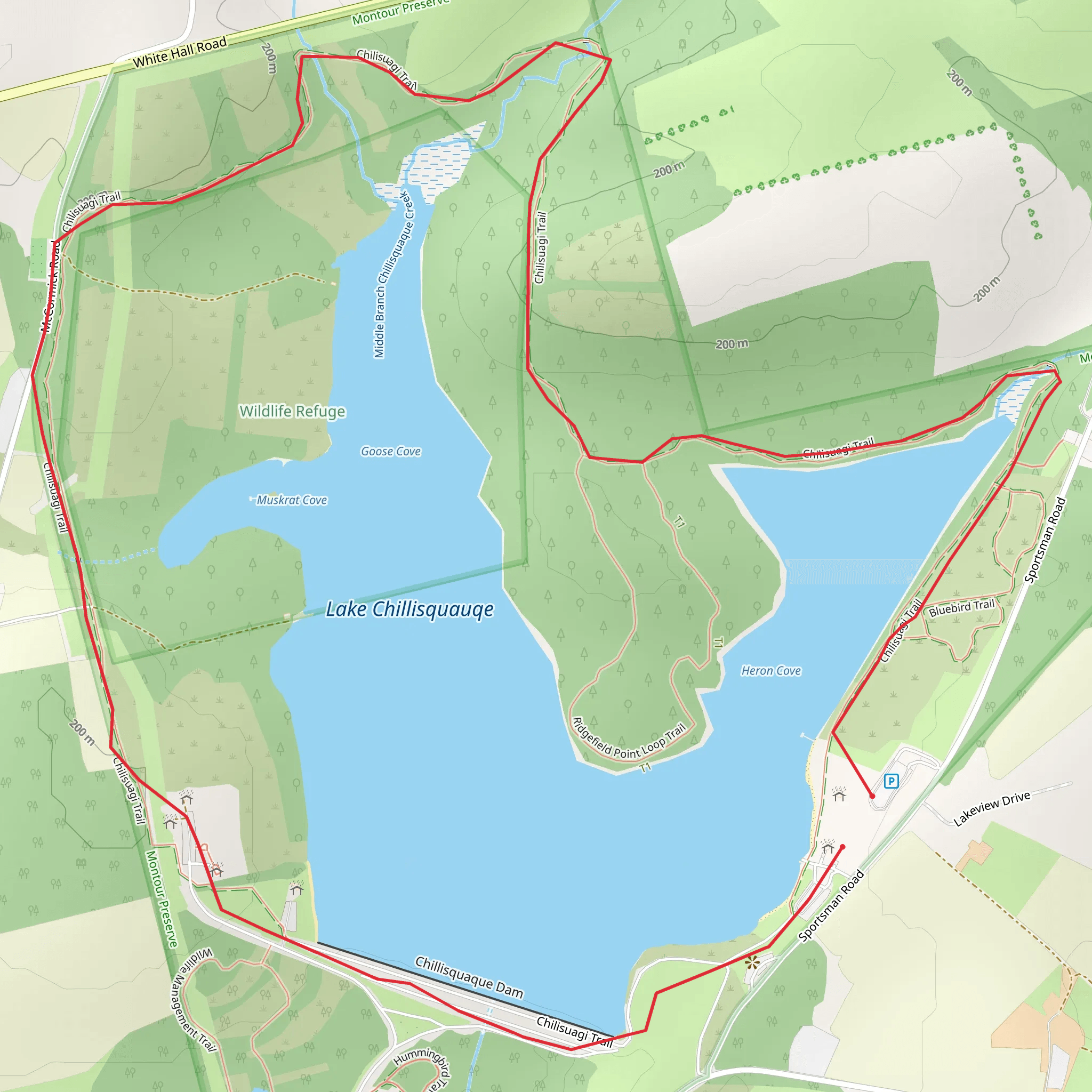 Heron, Goose Cove and Lake Chillisquauqe Loop Trailua mobile static map