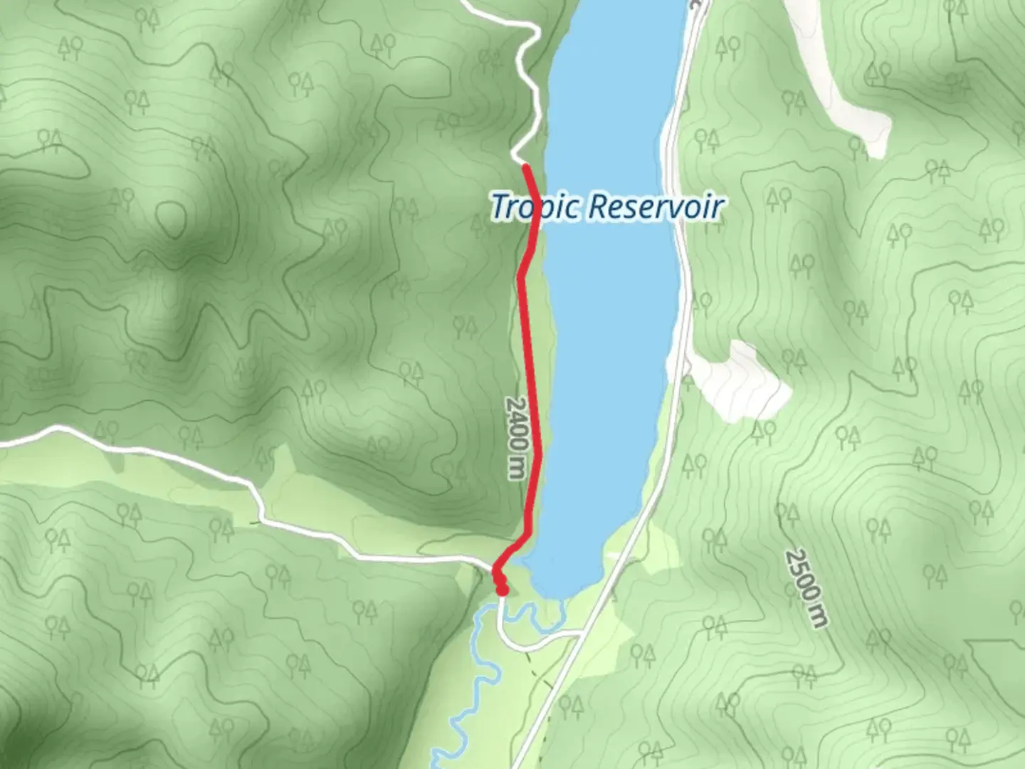An image depicting the trail Tropic Reservoir West Shore Walk and its surrounding area.