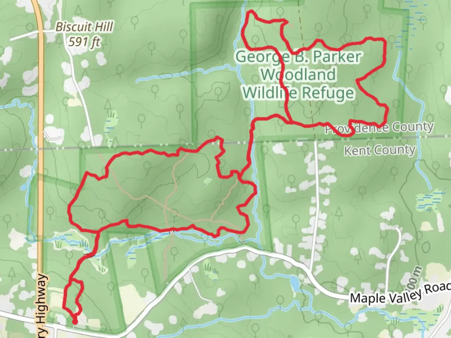 An image depicting the trail Orange Trail, Blue Trail - Foster, Yellow Loop Trail and its surrounding area.