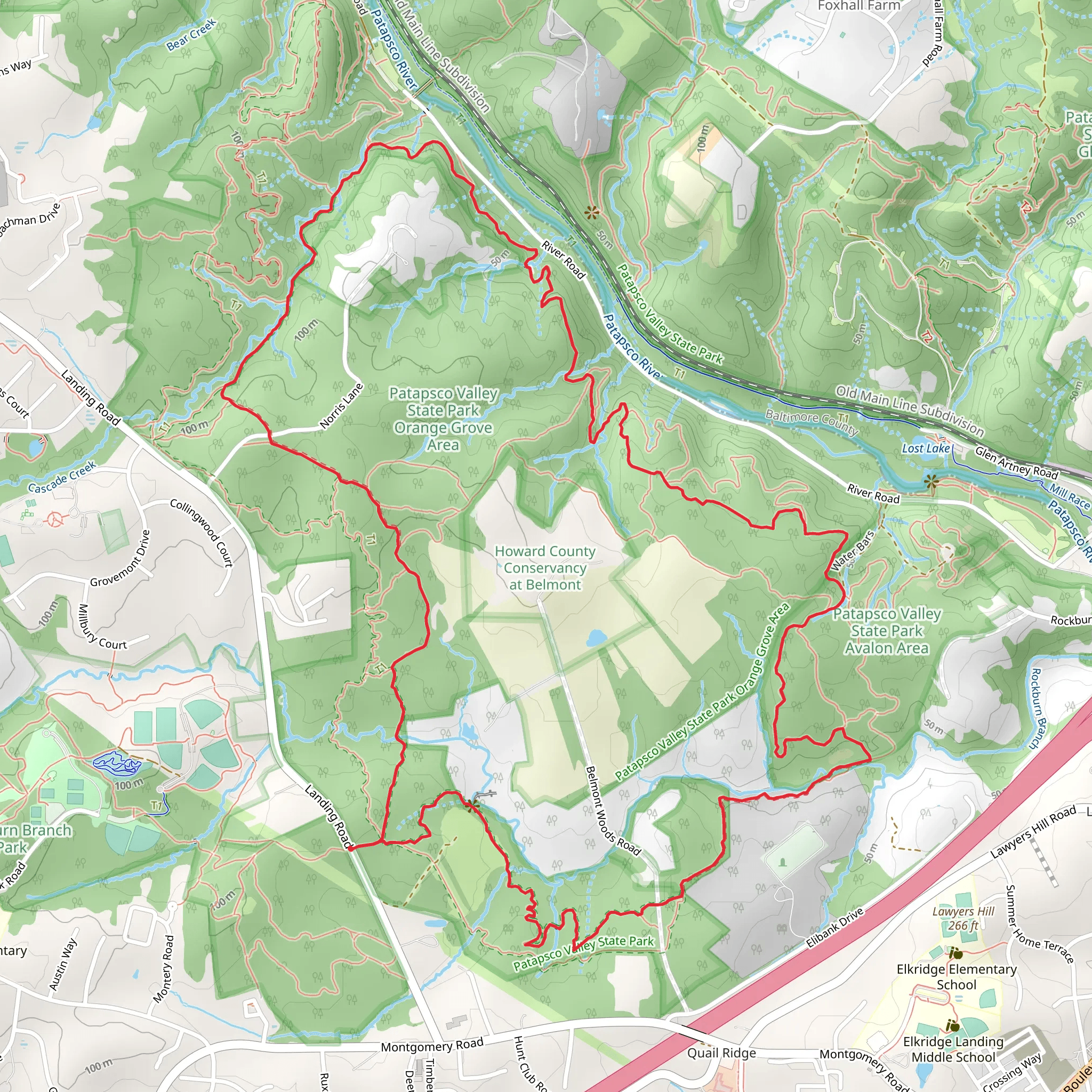 Morning Choice Trail, Ridge Trail and Hop The Snake Loop mobile static map