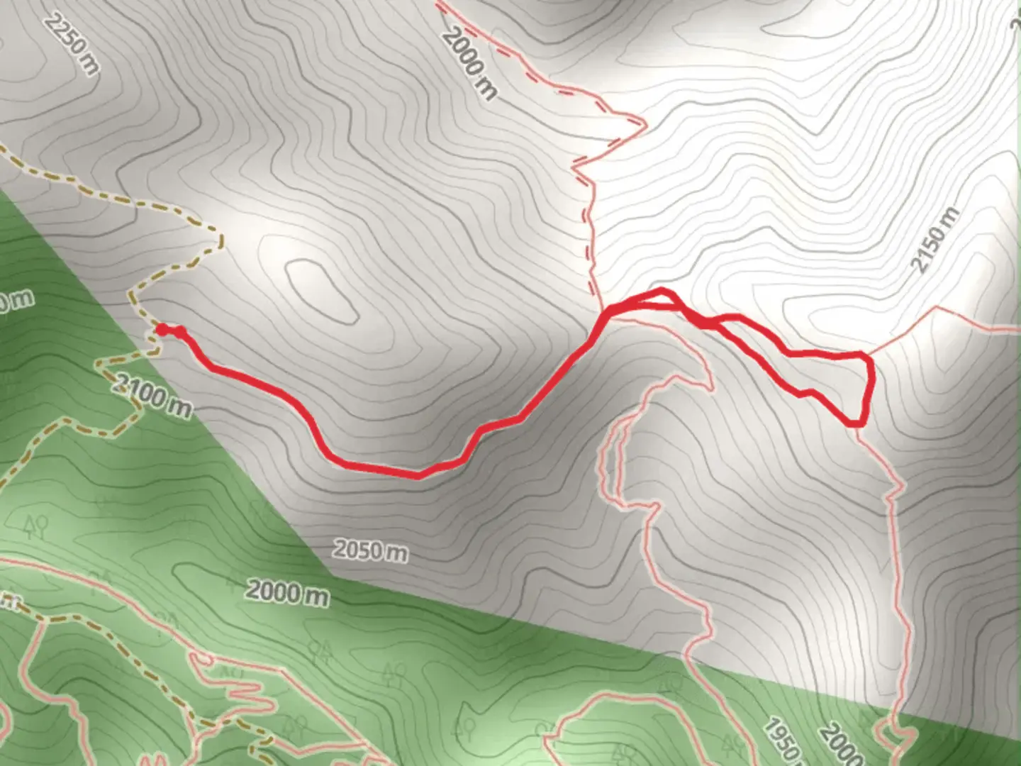An image depicting the trail Baughman’s Saddle Single Track via Twin Saddle's Single Track Trail and its surrounding area.