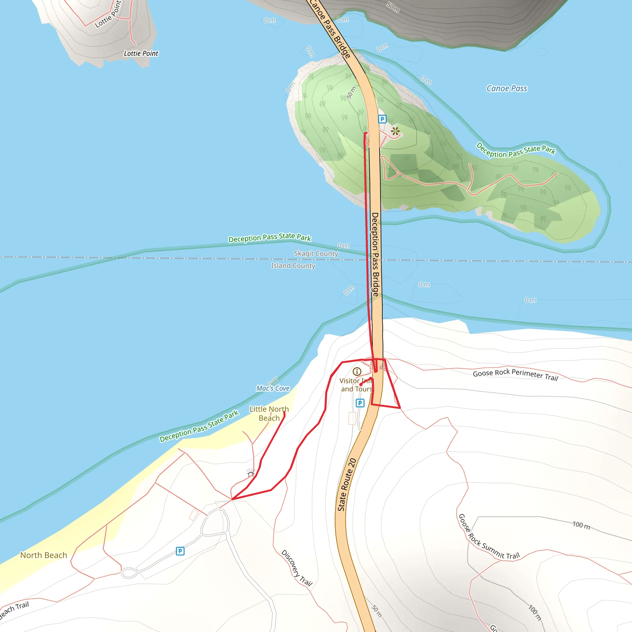 Mac's Cove and Deception Pass Bridge Walk mobile static map