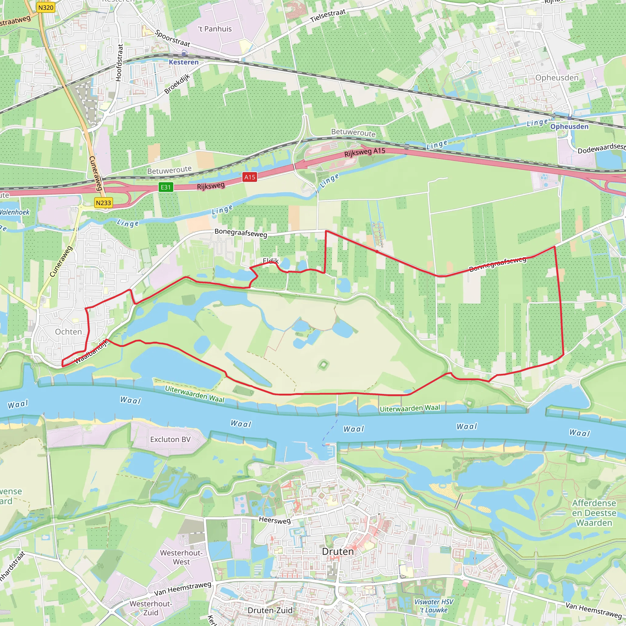 Ochtensche Buitenpolder via Bonegraafse Weg and Oude Veer Weg mobile static map