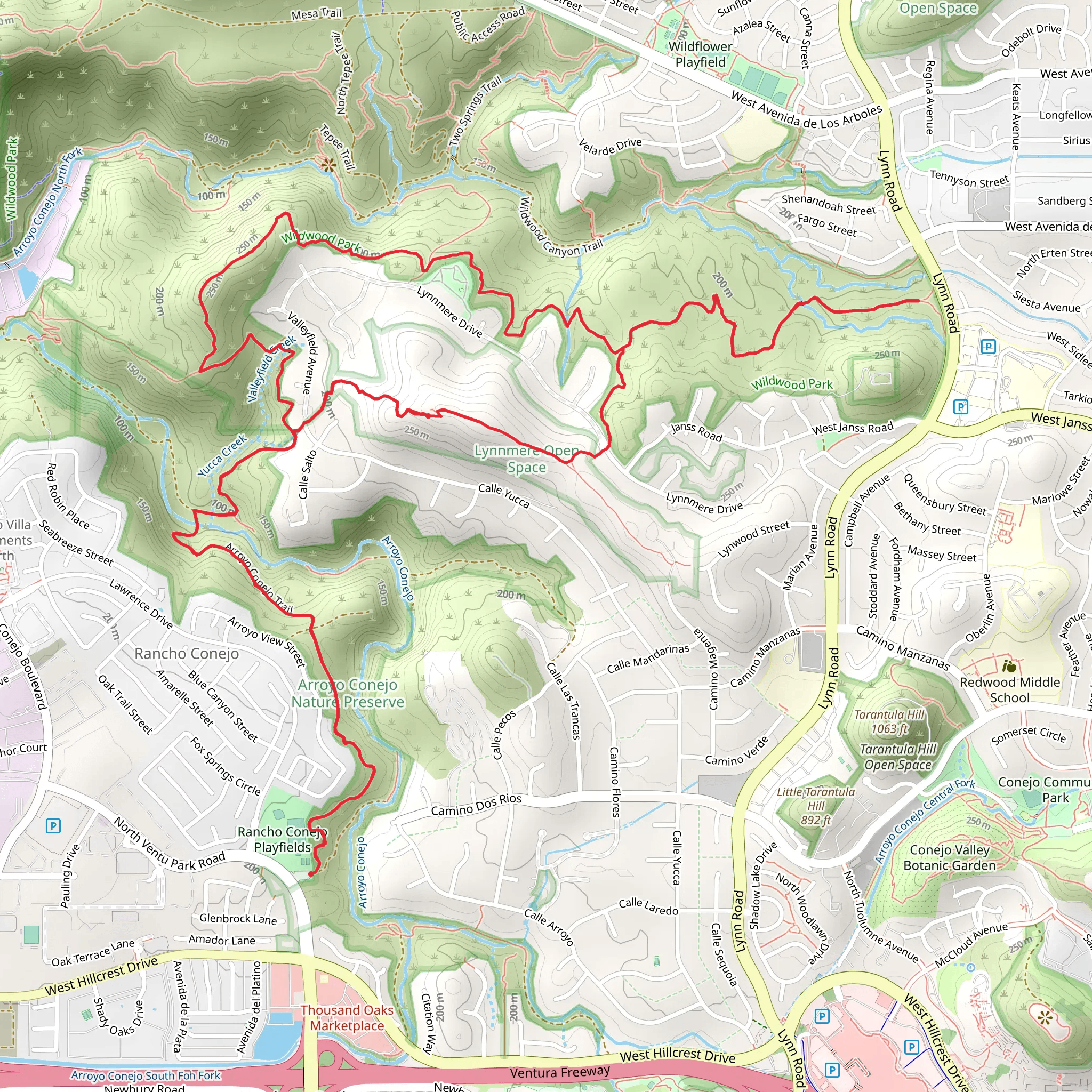 Calle Yucca and Lynnmere Loop Trail mobile static map