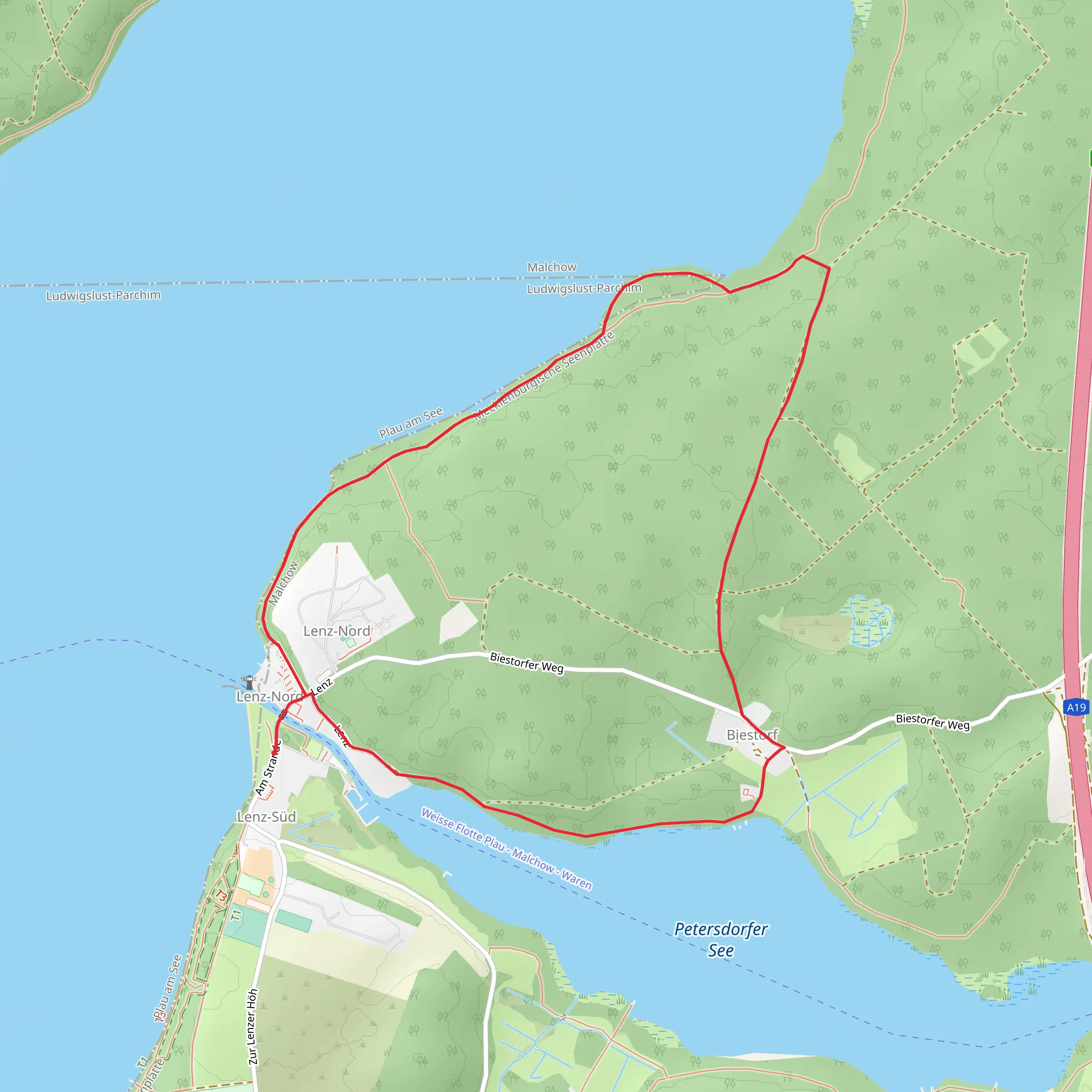 Lenz Nord and Biestorf Loop - Petersdorfer See mobile static map
