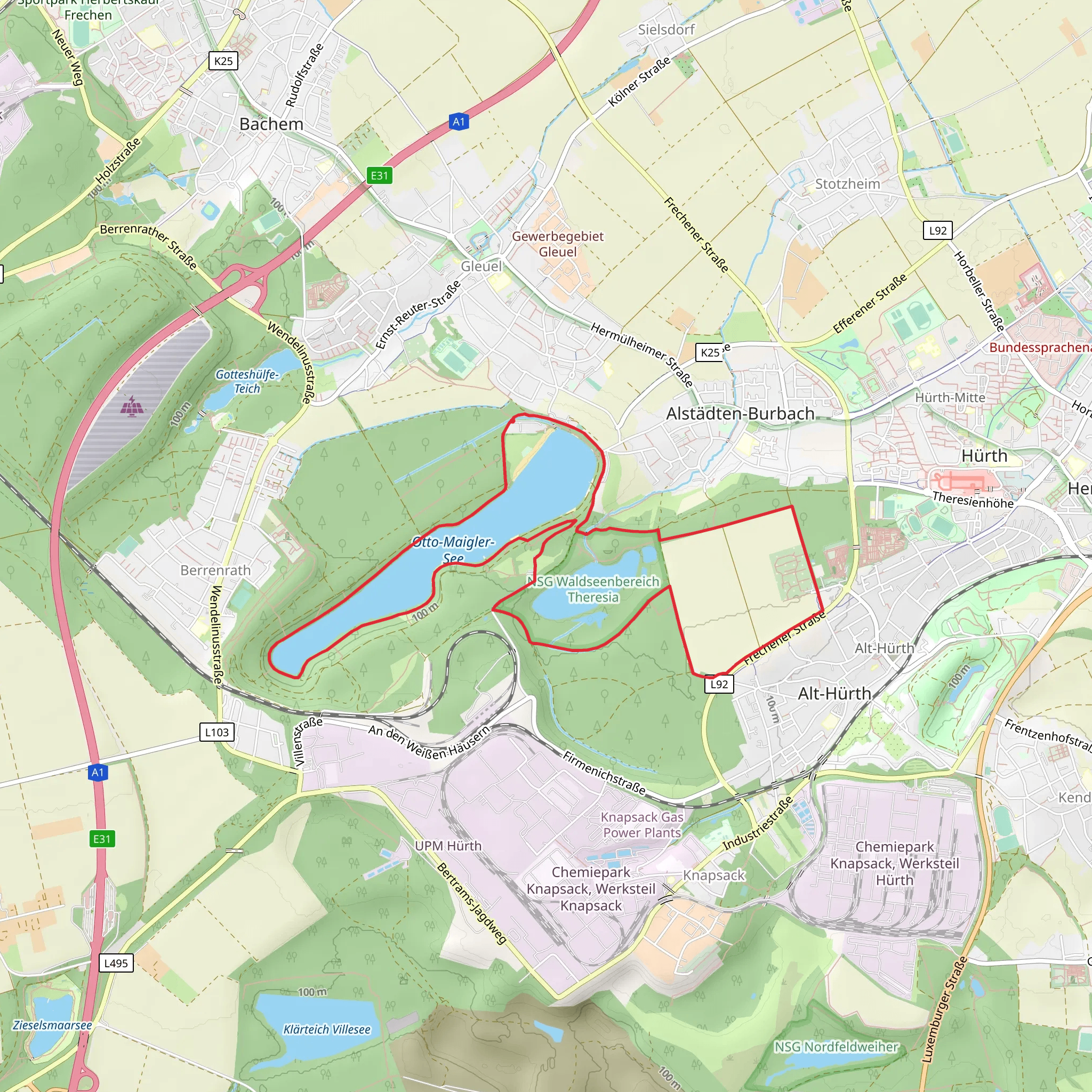 Otto-Maigler-See and NSG Waldseenbereich Theresia Loop via Otto Maigler Runde mobile static map