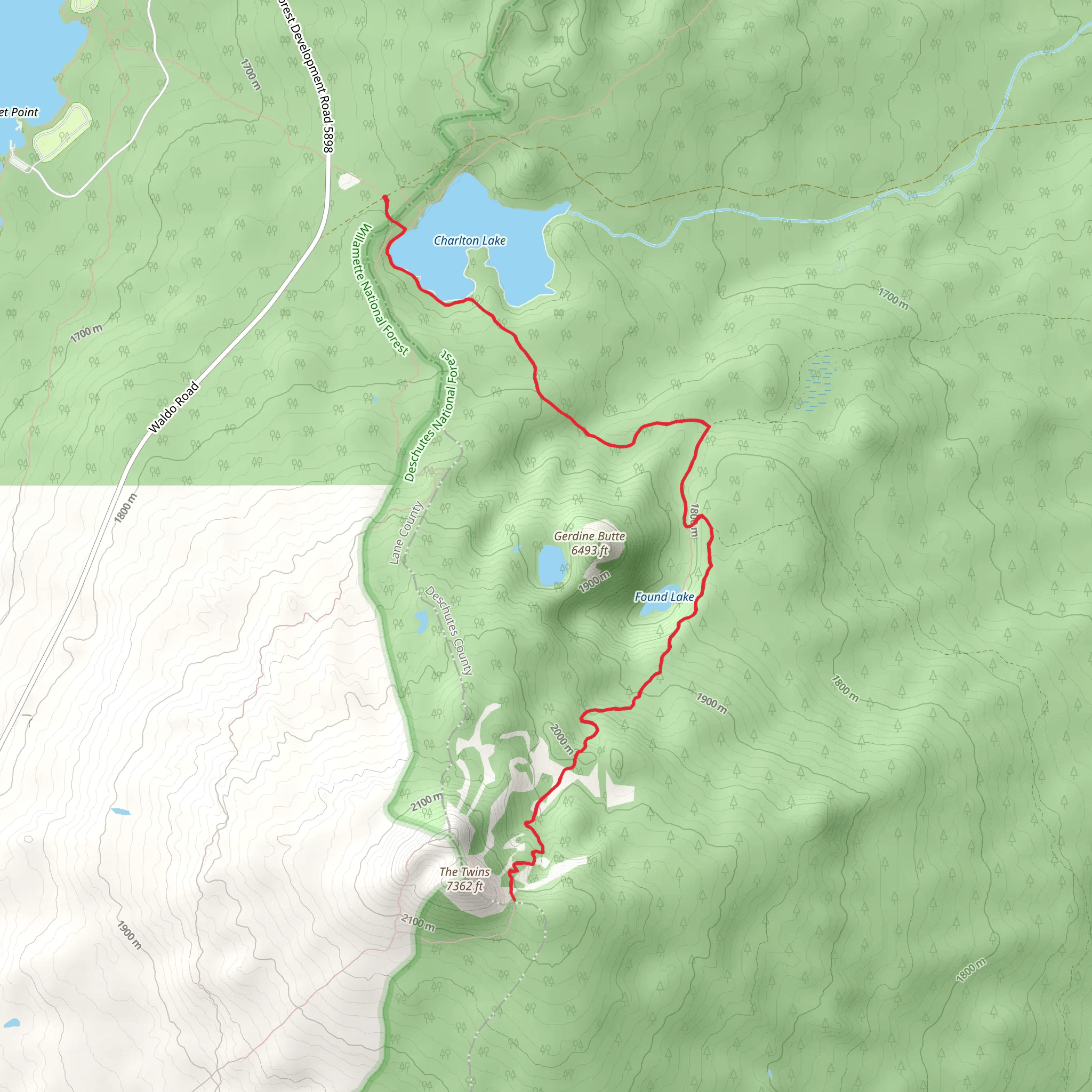 Twins Trail via Charlton Trail mobile static map