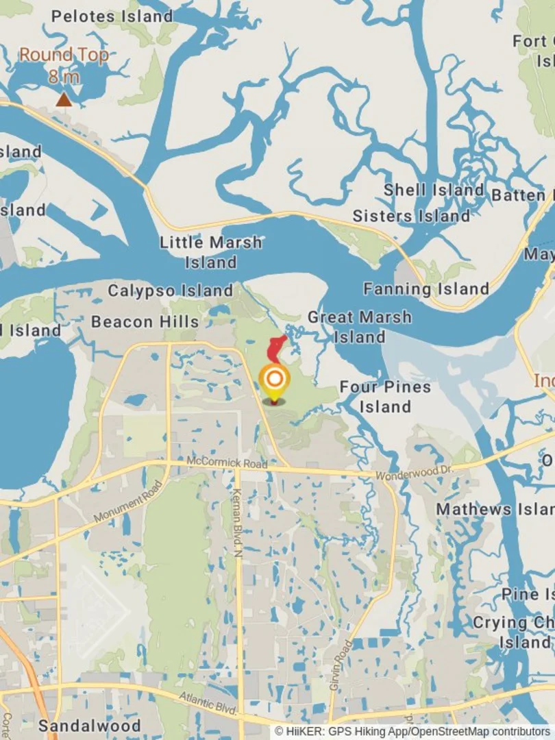 An image depicting the trail Colorinda Creek from Mount Pleasant Road and its surrounding area.