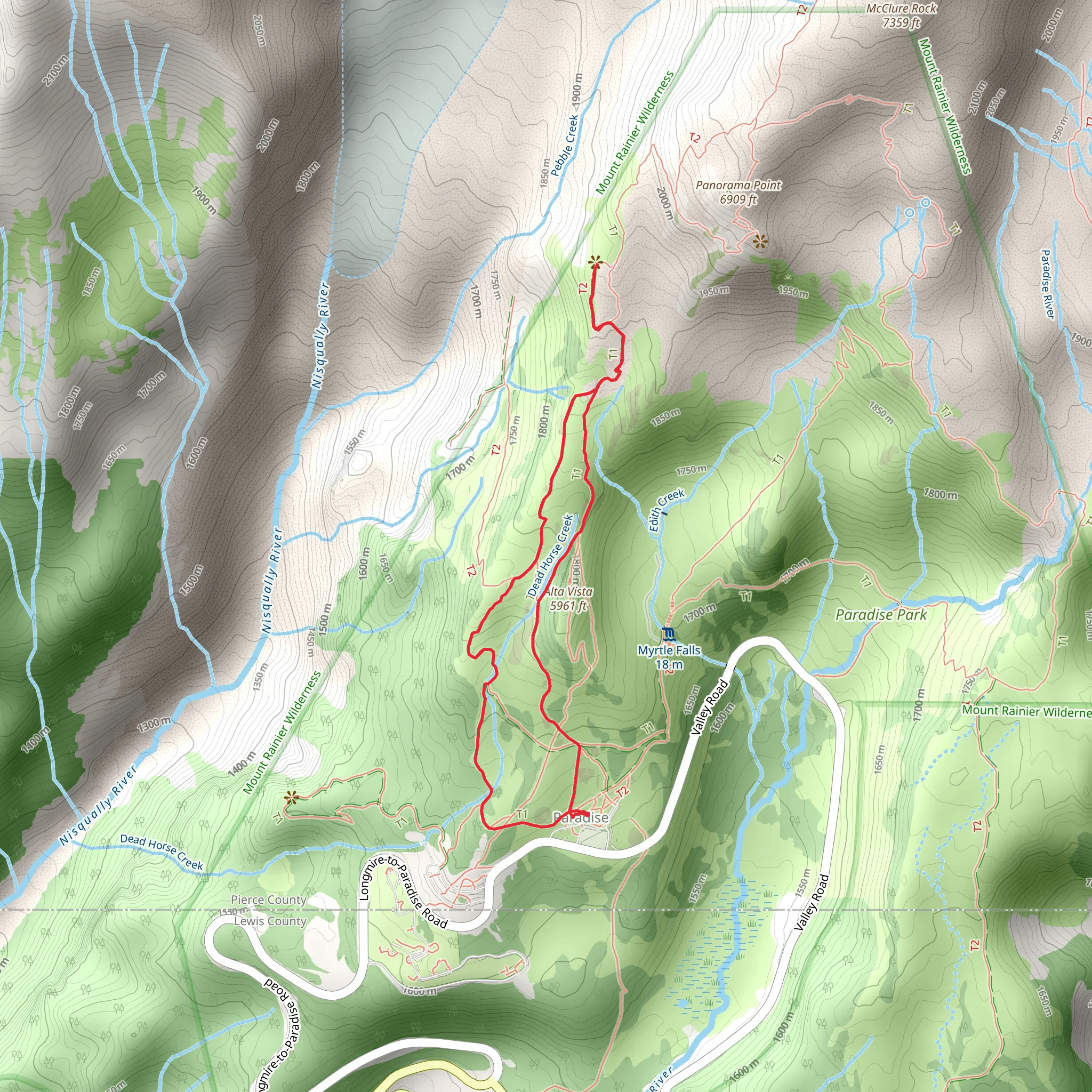 Dead Horse Creek, Glacier Vista and Skyline Loop Trail mobile static map