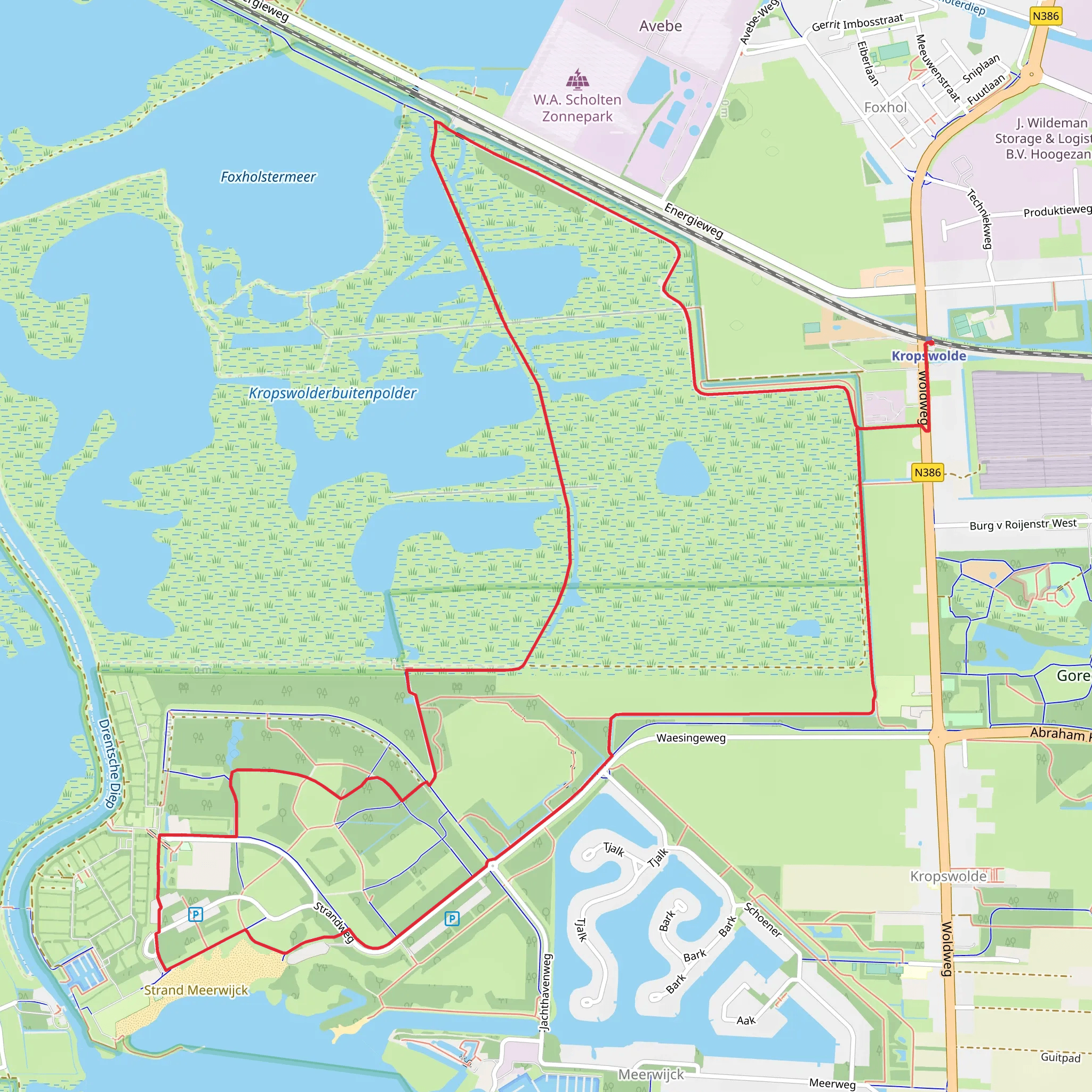 Molenpad, Polderpad and Strand Weg Loop mobile static map