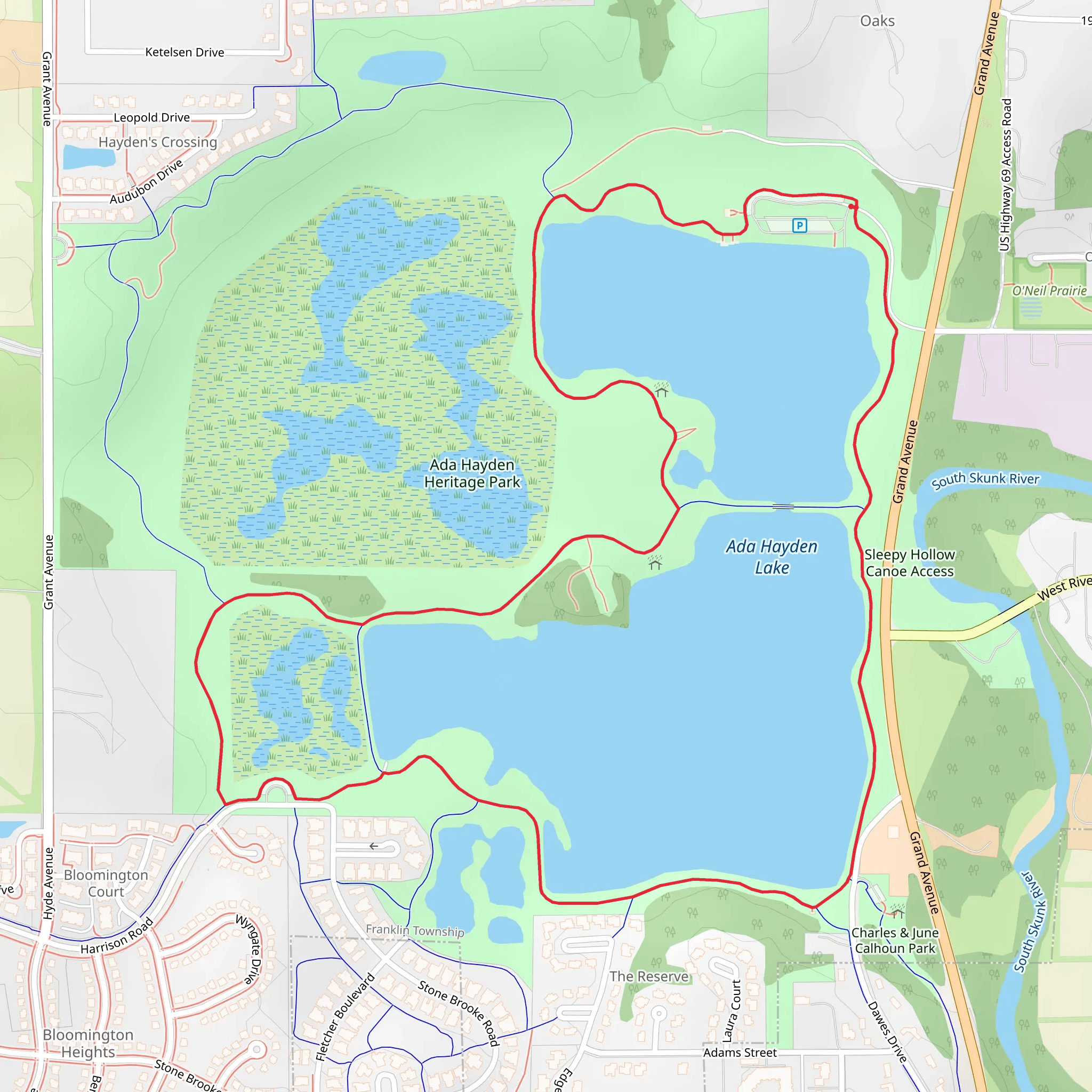 Ada Hayden Lake Loop mobile static map
