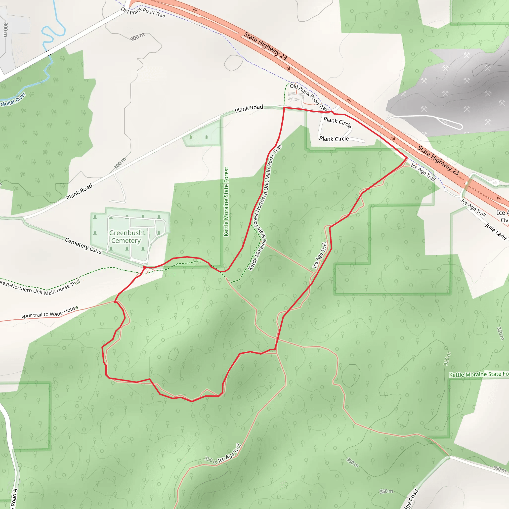 Kettle Moraine State Forest Northern Unit Main and Ice Age Loop Trail mobile static map