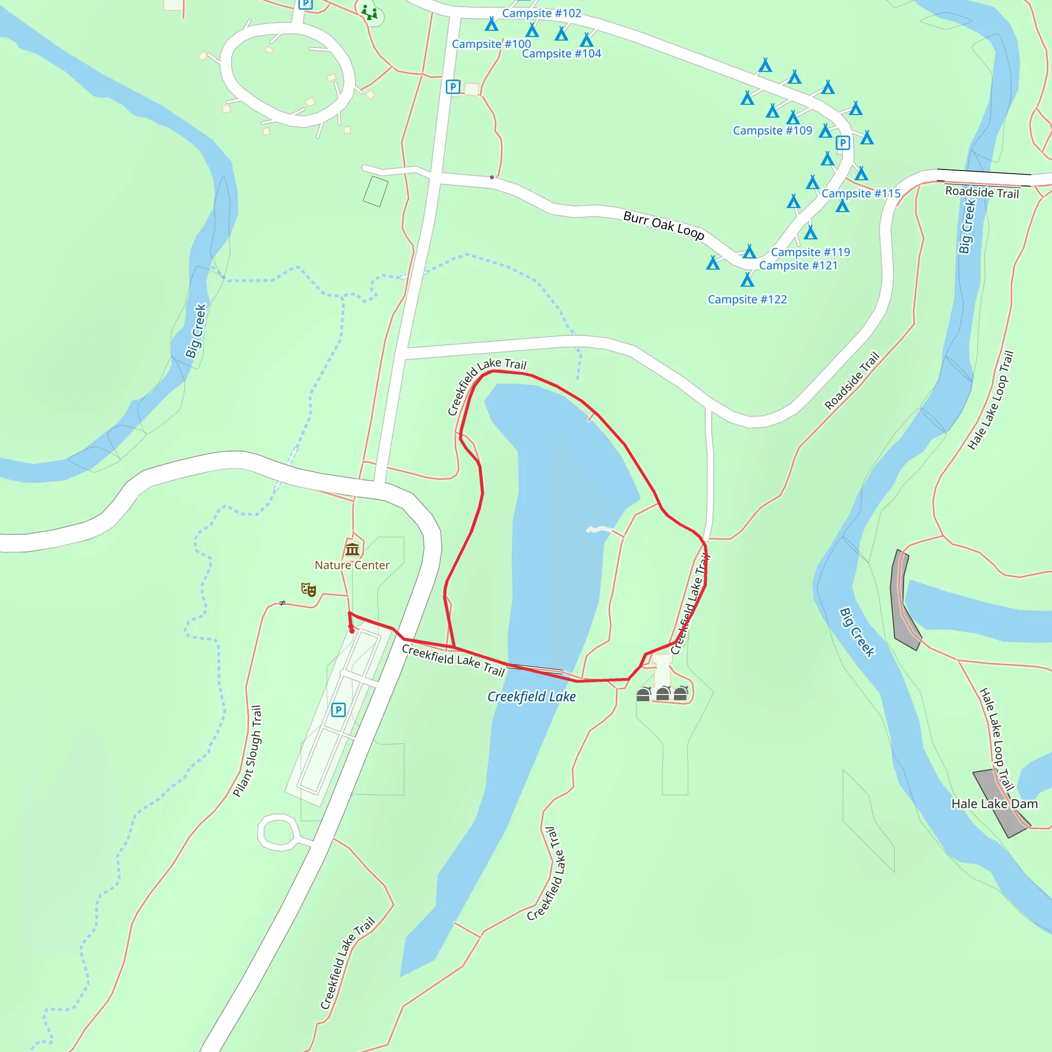 Creekfield Lake Loop Trail mobile static map