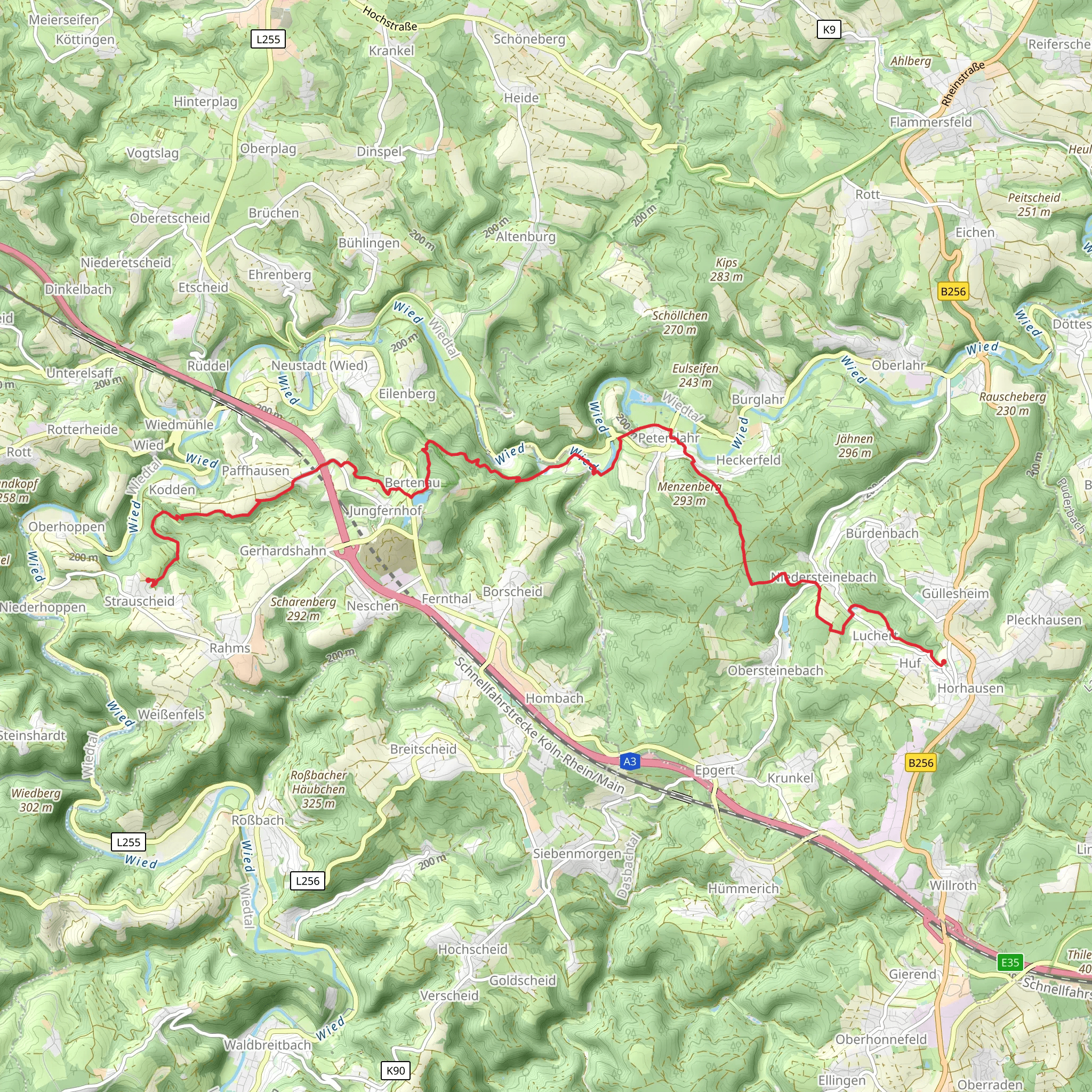 Horhausen to Strauscheid Walk mobile static map