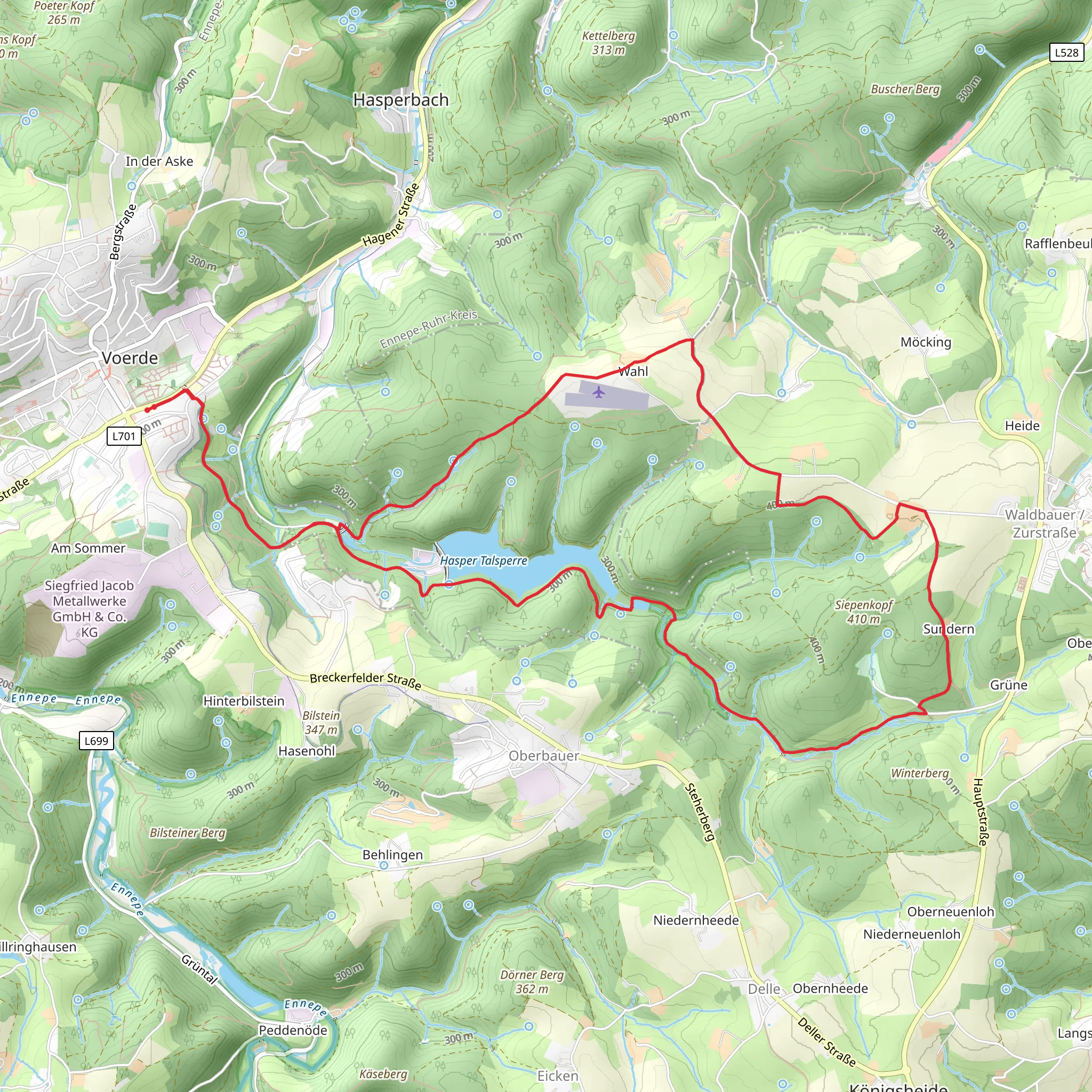 Haspertalsperre to Sundern Loop mobile static map