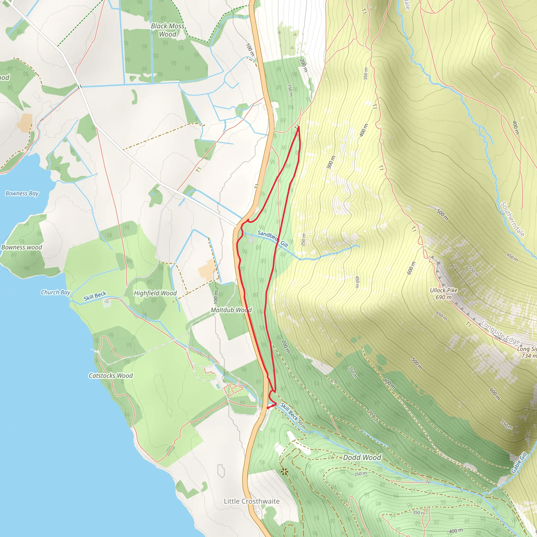 Sandbed Gill Trail mobile static map