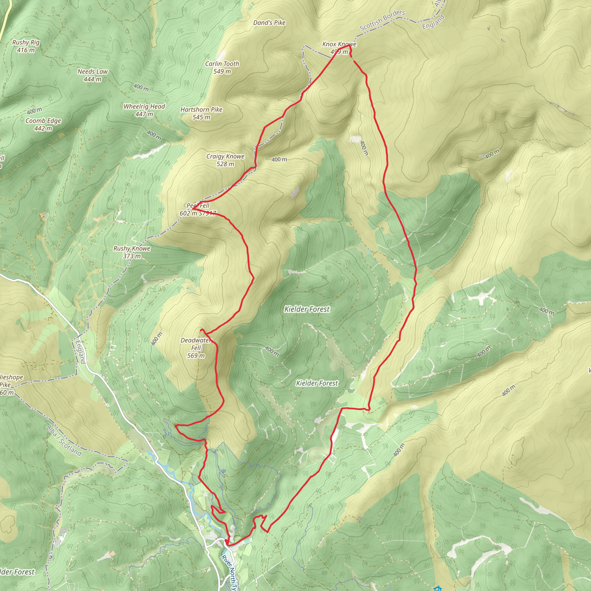 Peel Fell and Kielder Head Loop mobile static map