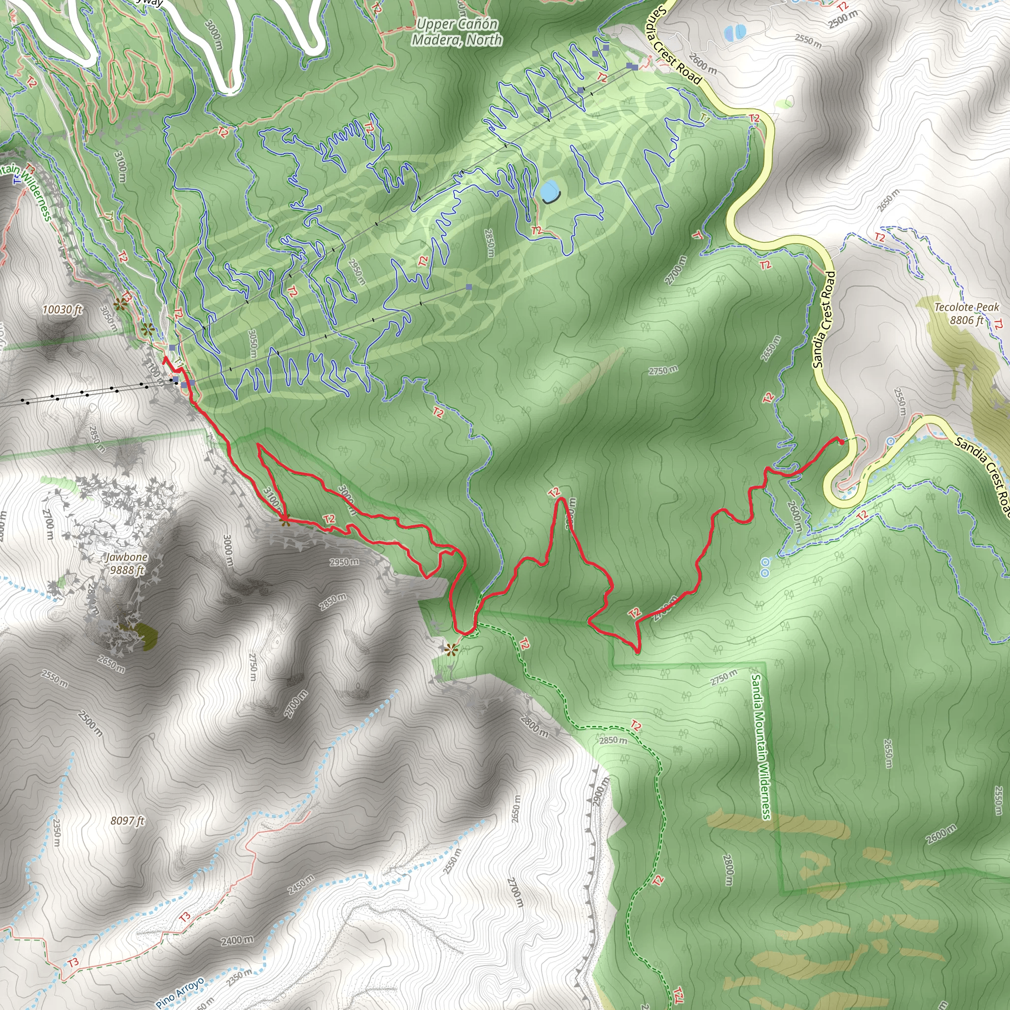 Tree Spring Trail and South Crest Trail mobile static map