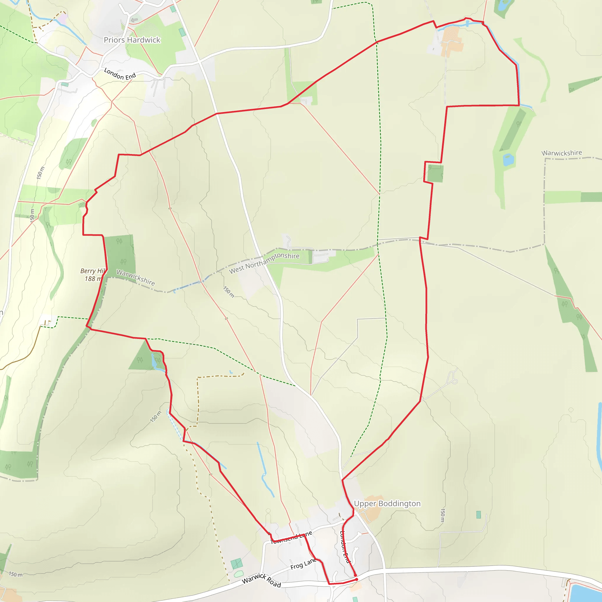 Upper Boddington Circular mobile static map