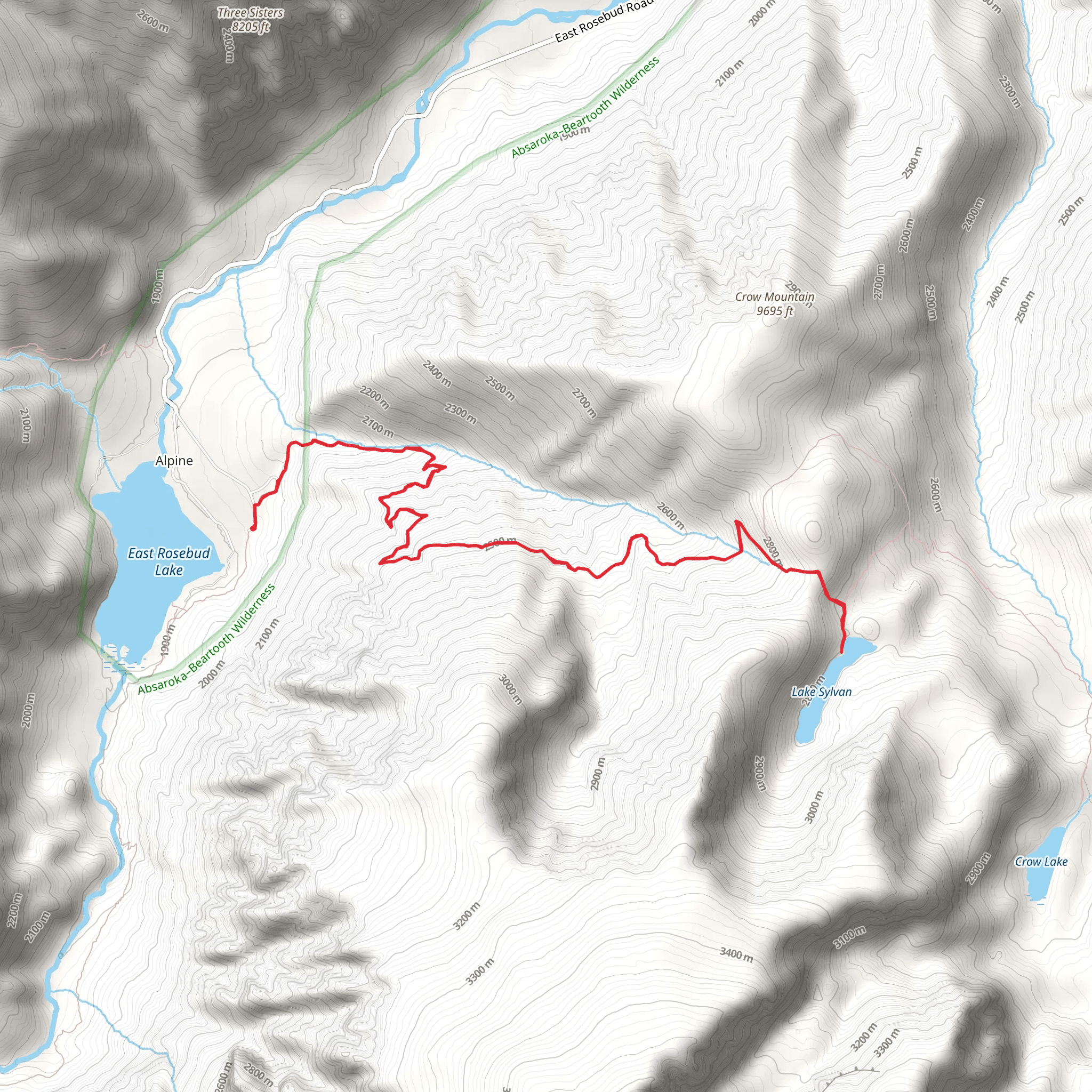 Sylvan Lake via Spread Creek Trail mobile static map