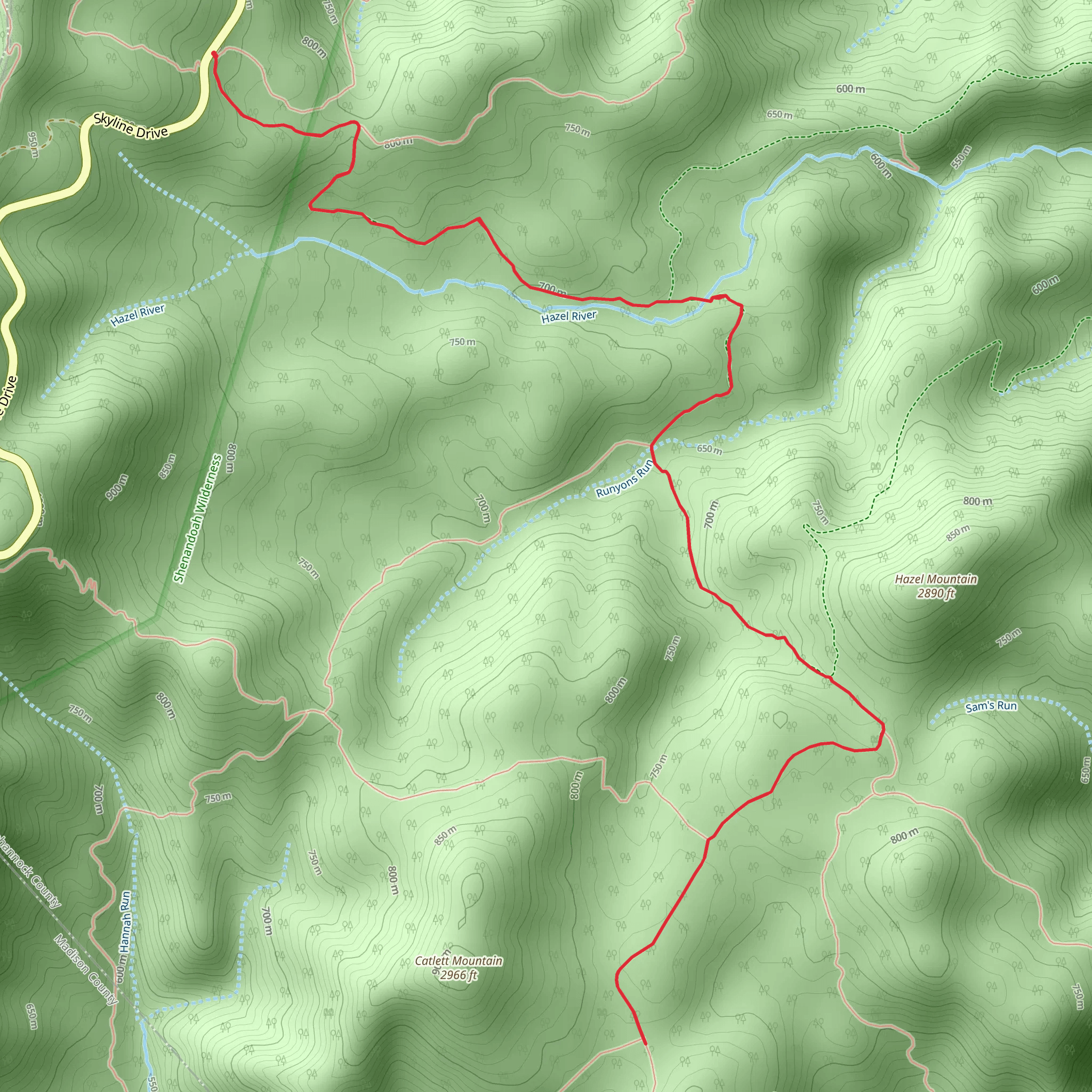 Hazel Mountain Trail mobile static map