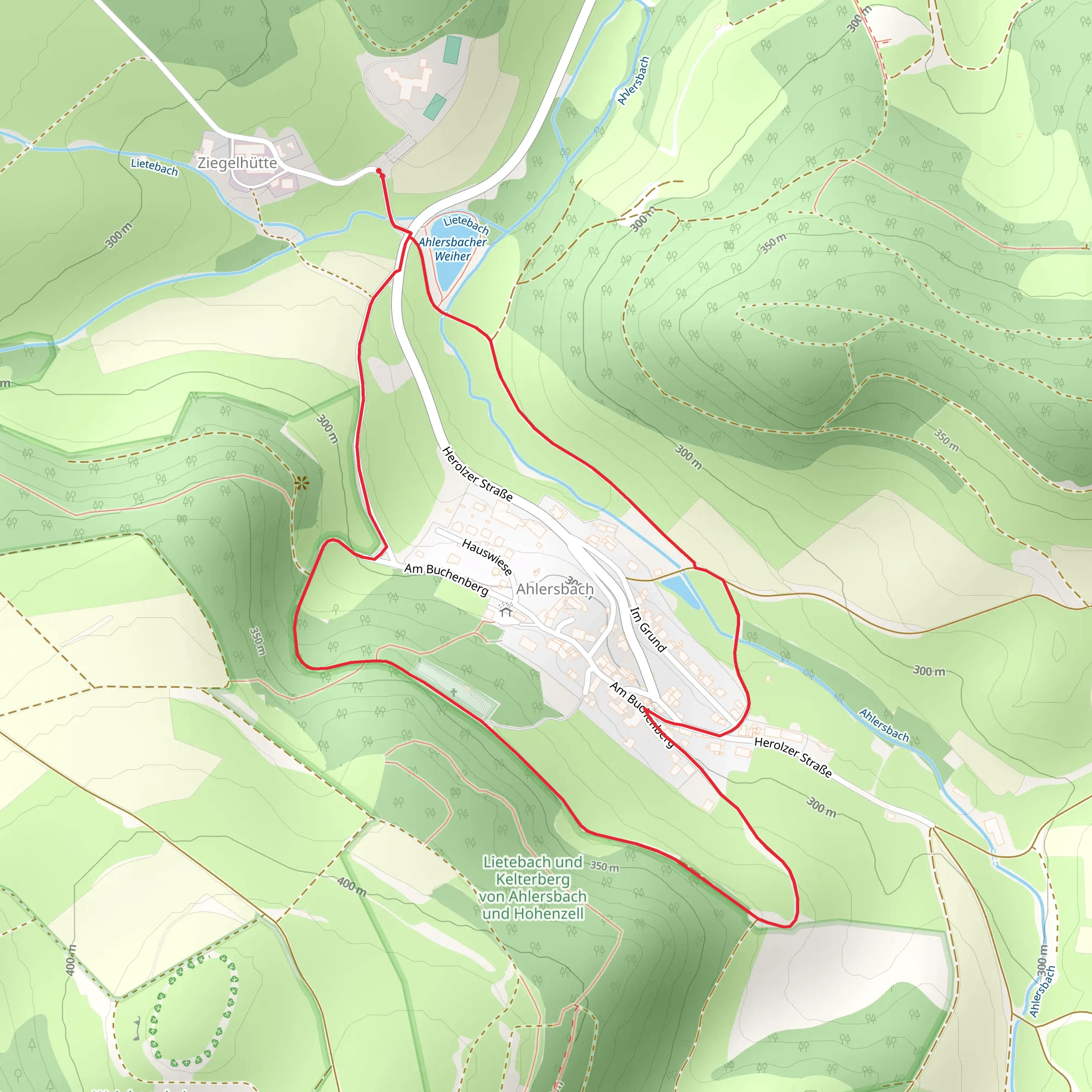 Friedhof Ahlersbach Loop via Ahlersbacher Weiher mobile static map