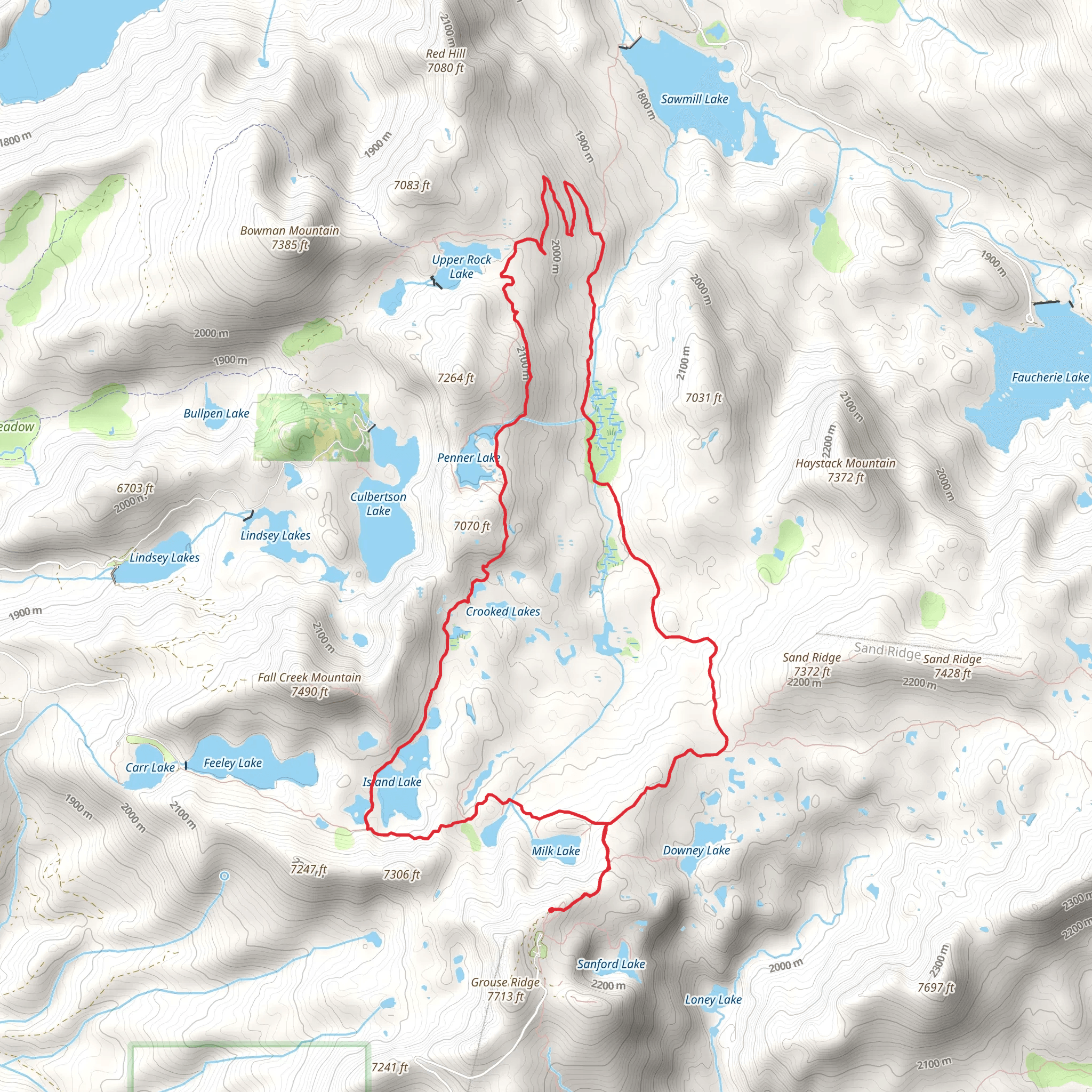 Crooked Lake and Grouse Ridge Loop Trail mobile static map