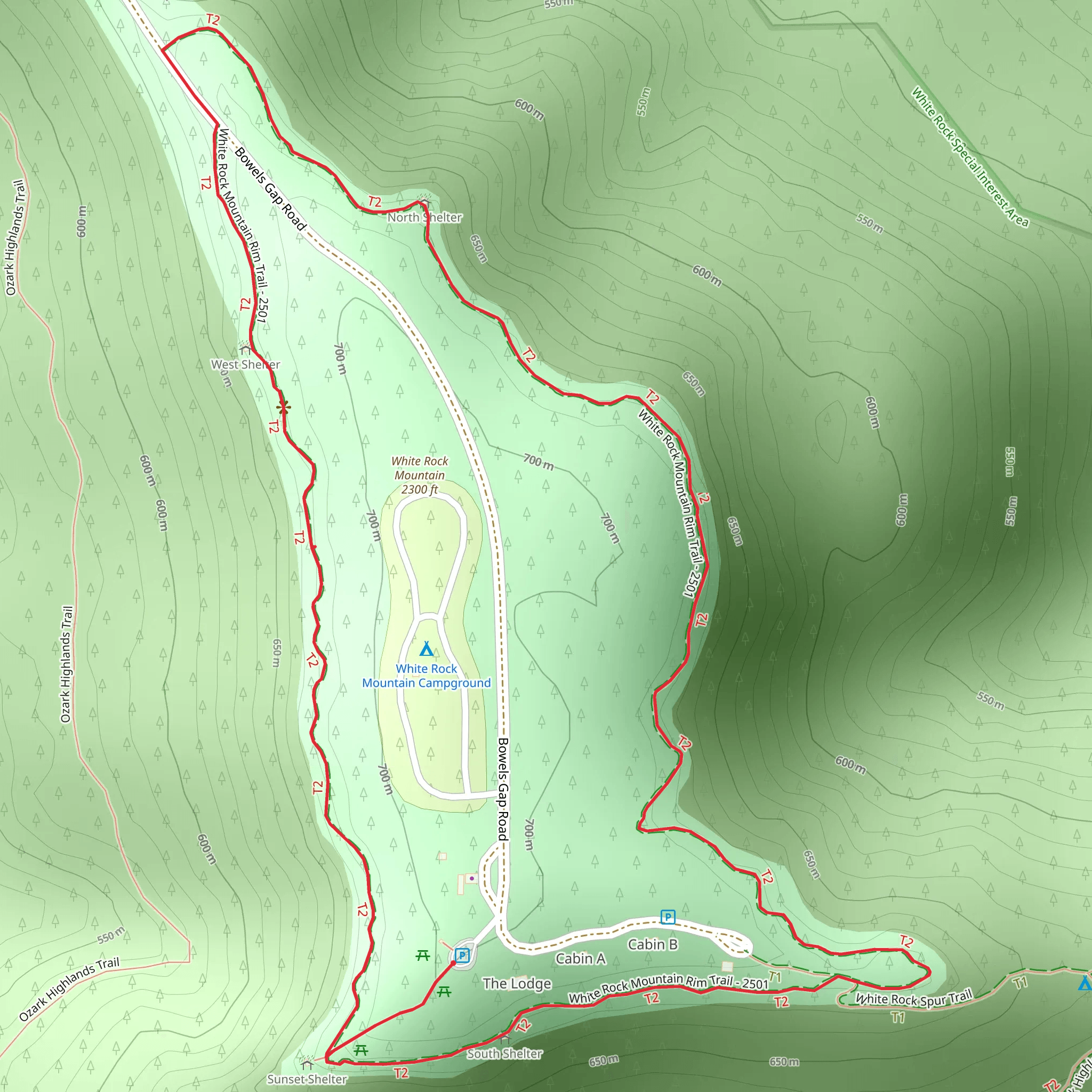 White Rock Mountain Rim Loop Trail mobile static map