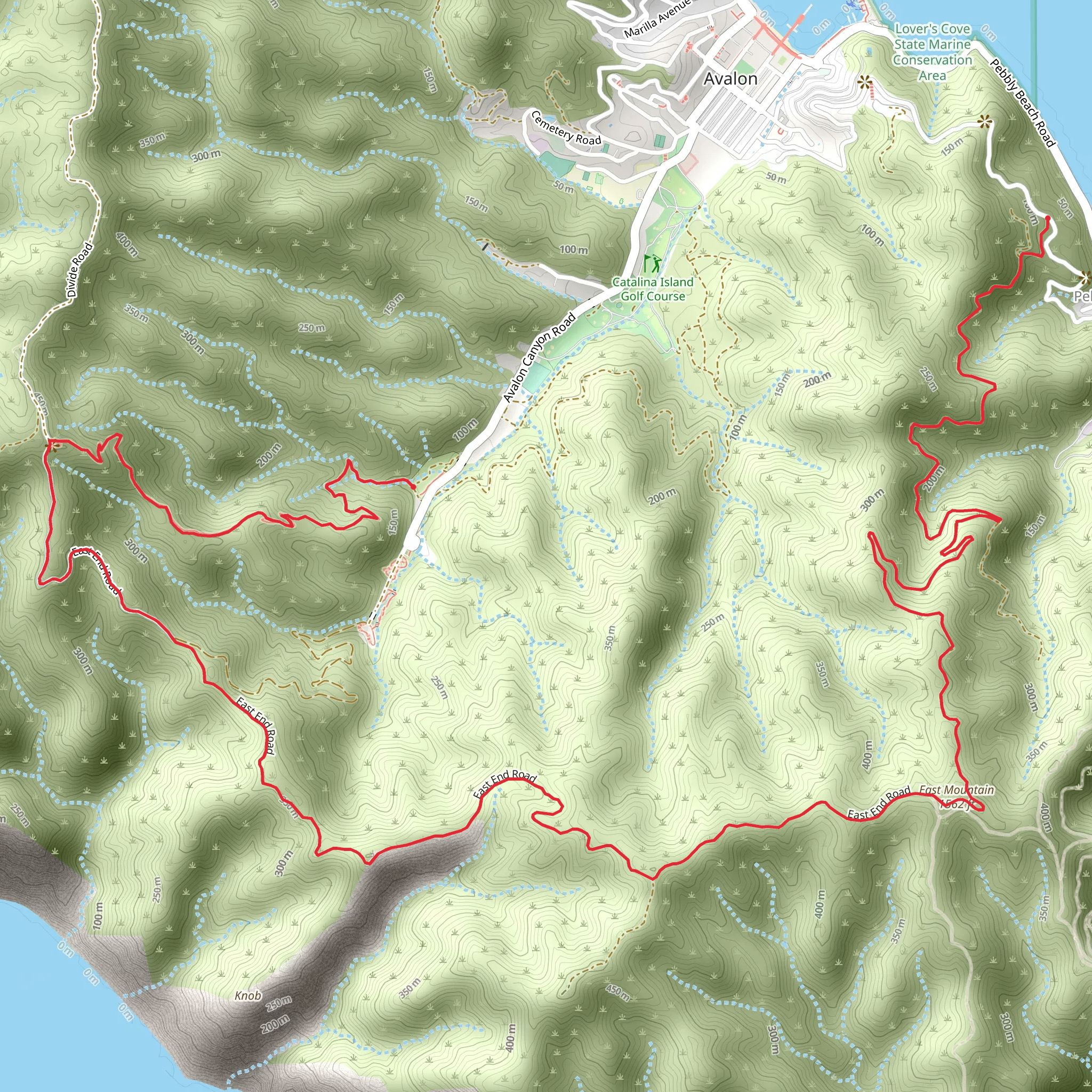 East Mountain via Trans Catalina Trail mobile static map