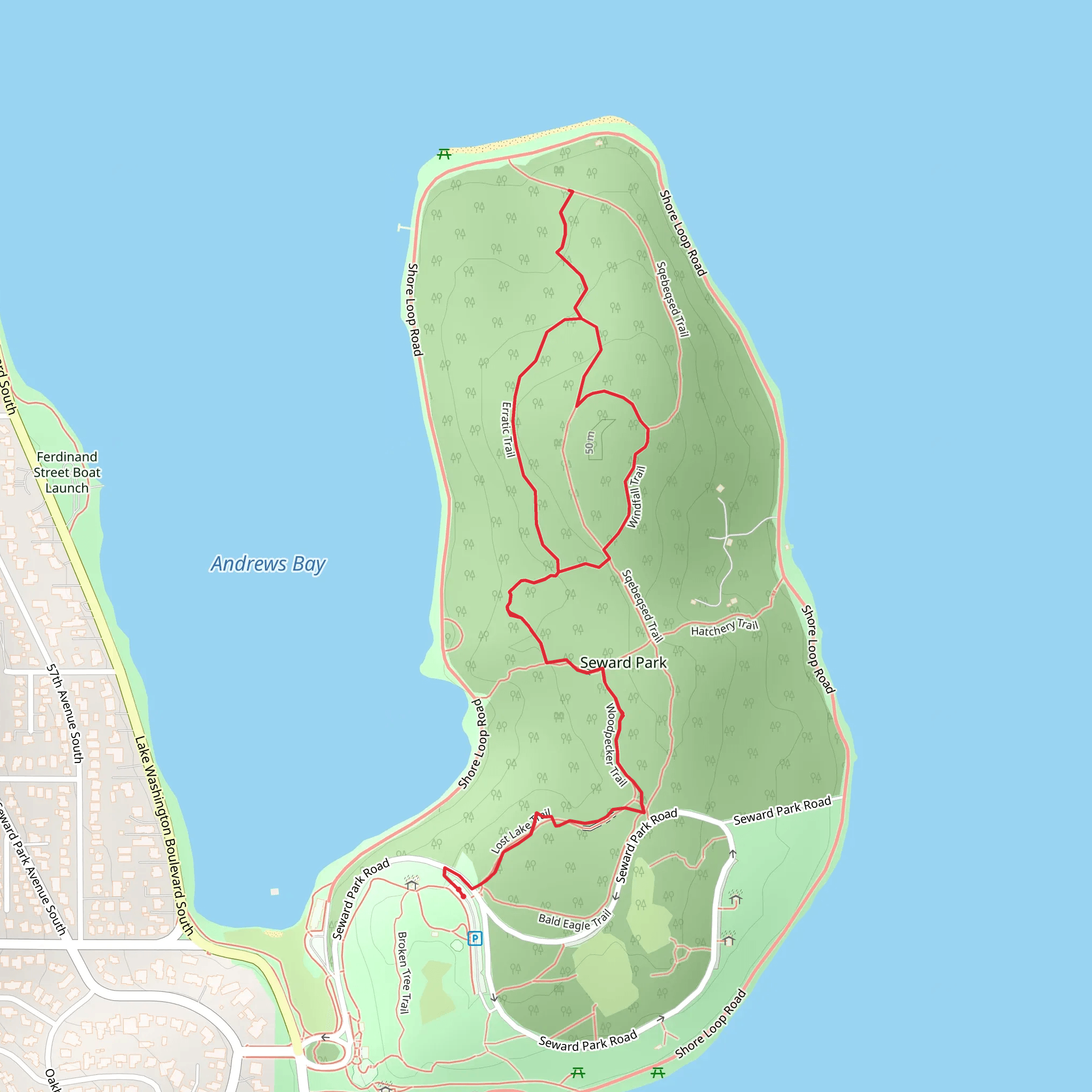 Erratic Trail and Windfall Trail mobile static map