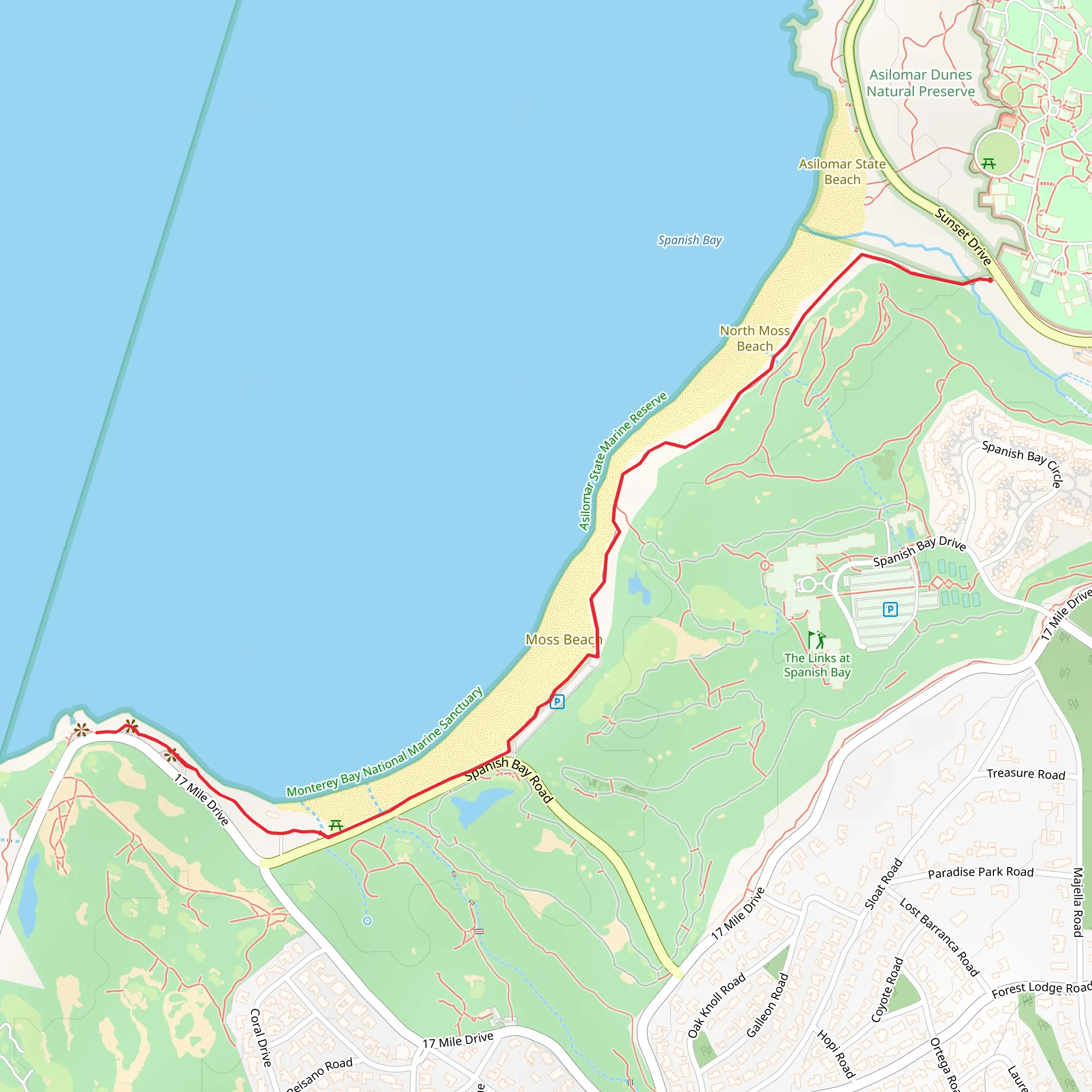 Spanish Bay Road Walk mobile static map